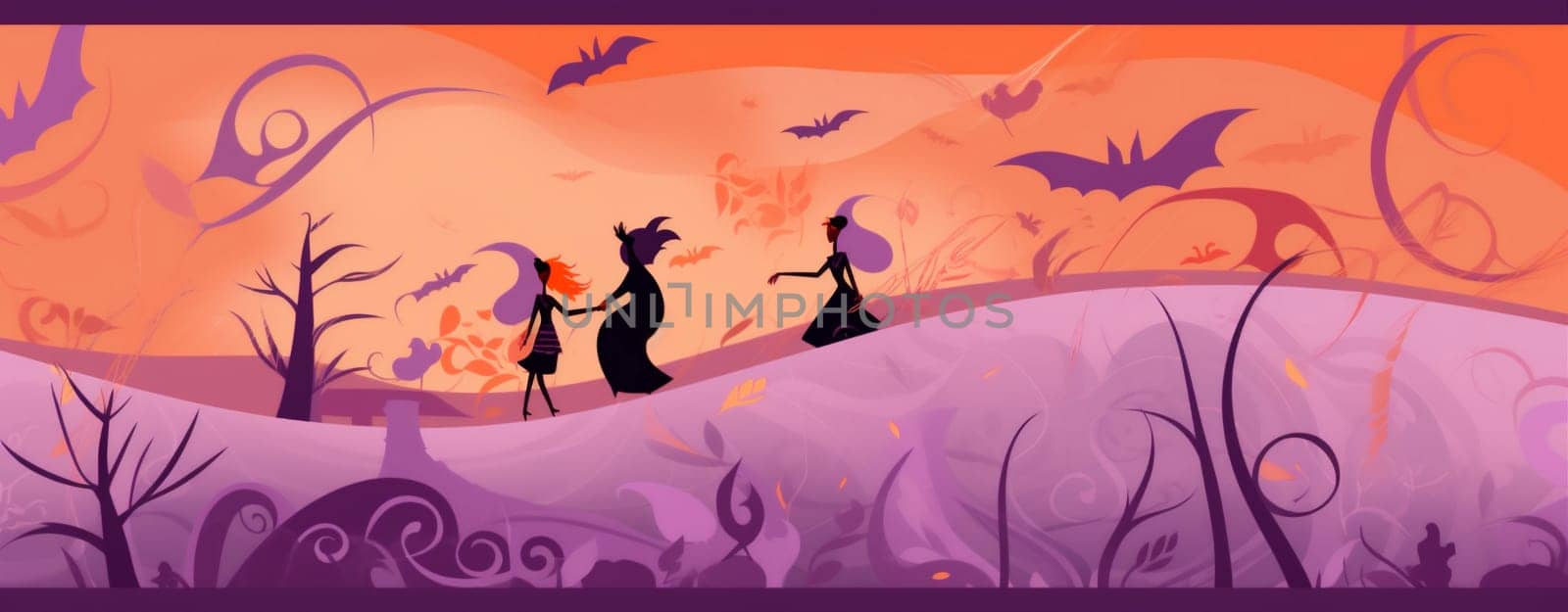evil horror autumn holiday background halloween night party black fantasy witch. Generative AI. by Vichizh