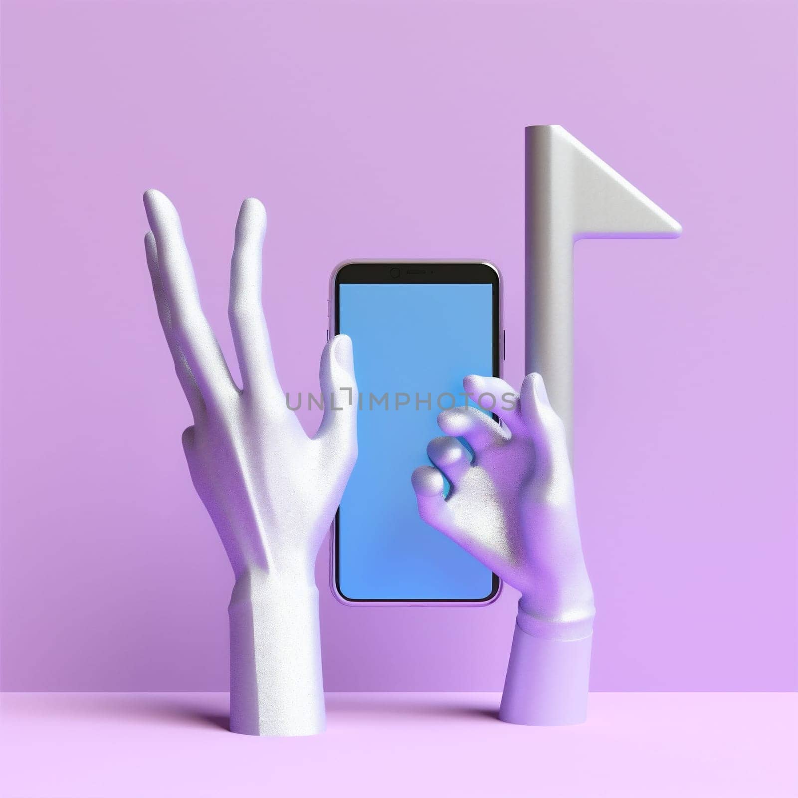 background online art phone modern white design screen hand collage purple. Generative AI. by Vichizh