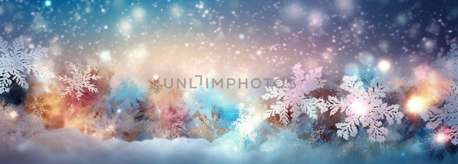 new pastel light background christmas abstract texture bokeh year snowflakes defocused shine. Generative AI. by Vichizh