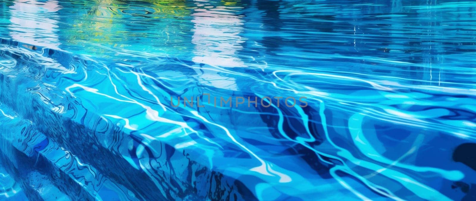 copy cosmetic wallpaper trendy blue abstract summer texture sea water transparent ocean tropical beach light effect space liquid banner wave ripple background. Generative AI.