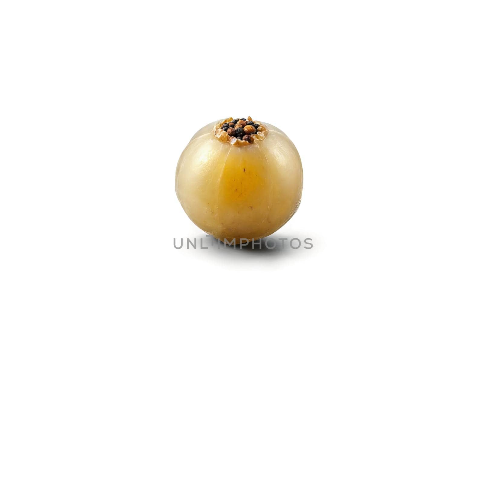 Longan with peeled skin and black seed revealed in clear flesh Food and culinary concept. Food isolated on transparent background.