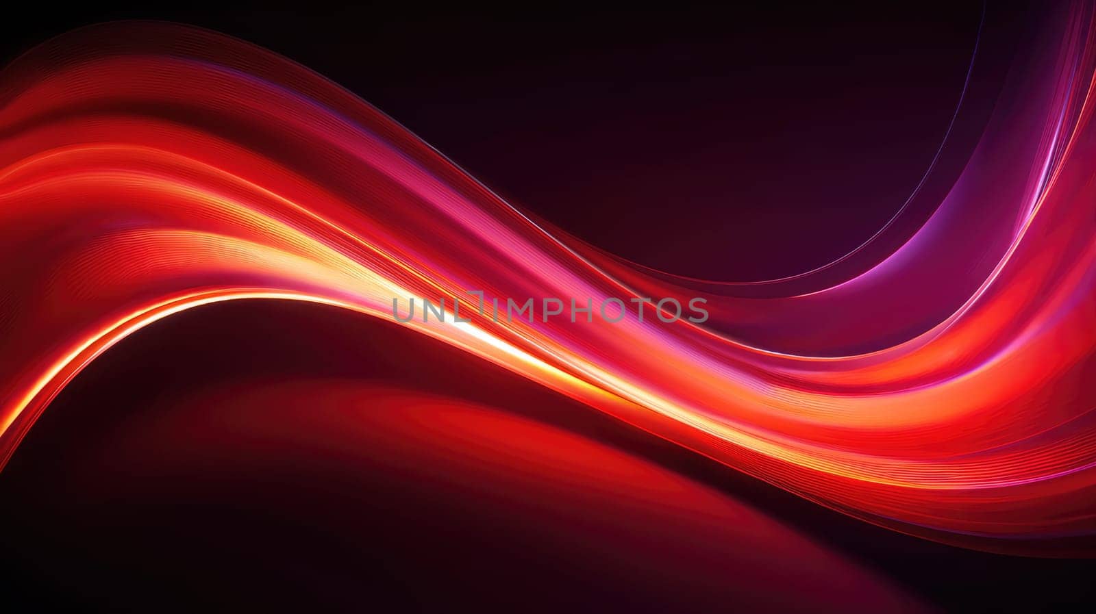 Abstract background of glowing coloured wavy lines on a dark background. Graphic design element with neon lights