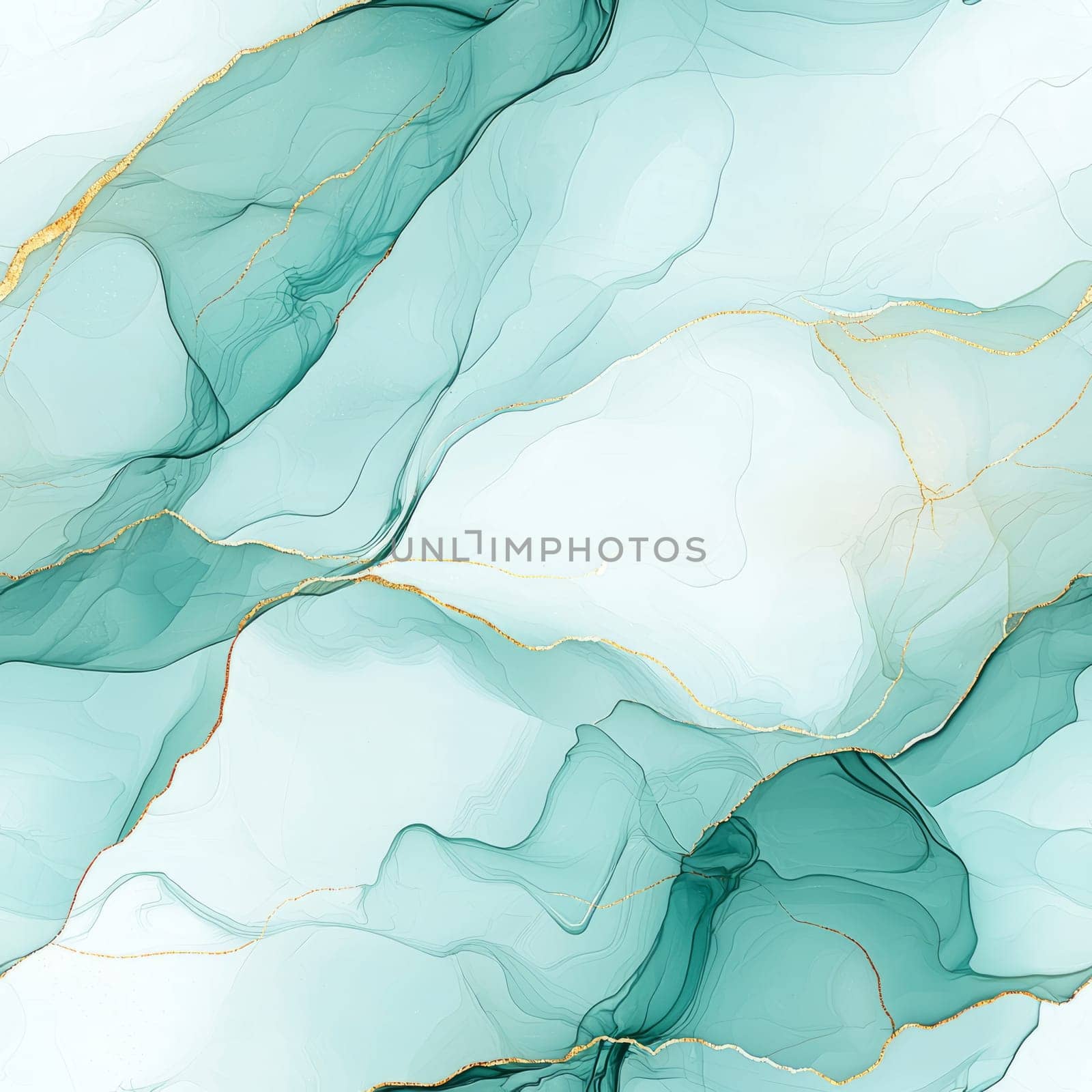 Blue Tint Abstract Alcohol Ink PAinted Background. Colorful Cyan and Golden Particles Creative Modern Wallpaper Design Template. Ai generated