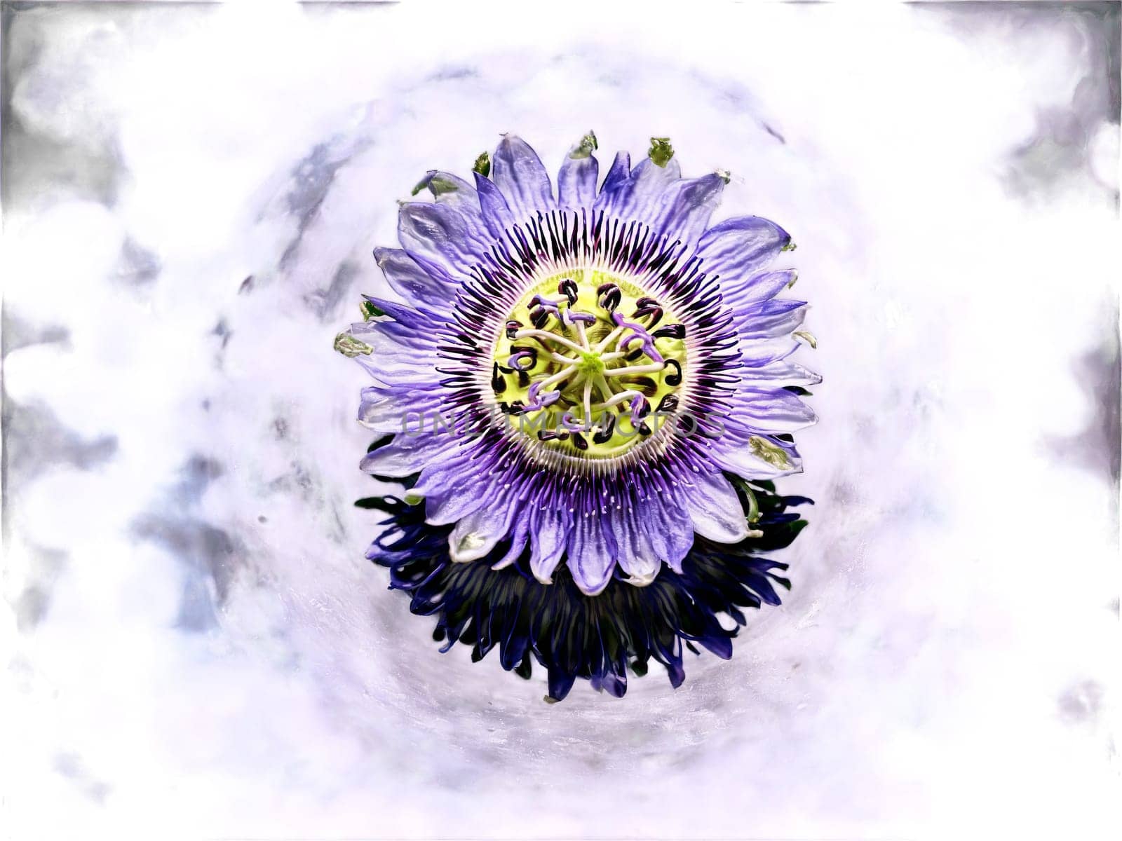 Passionflower Tea Relaxing passionflower tea in a transparent glass with passionflower petals and a calming. Drink isolated on transparent background.