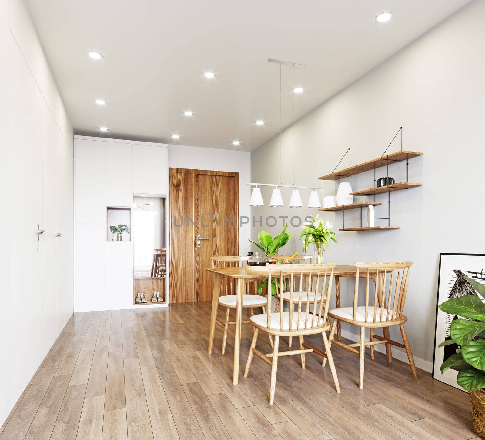 modern apartment interior design. 3d rendering concept