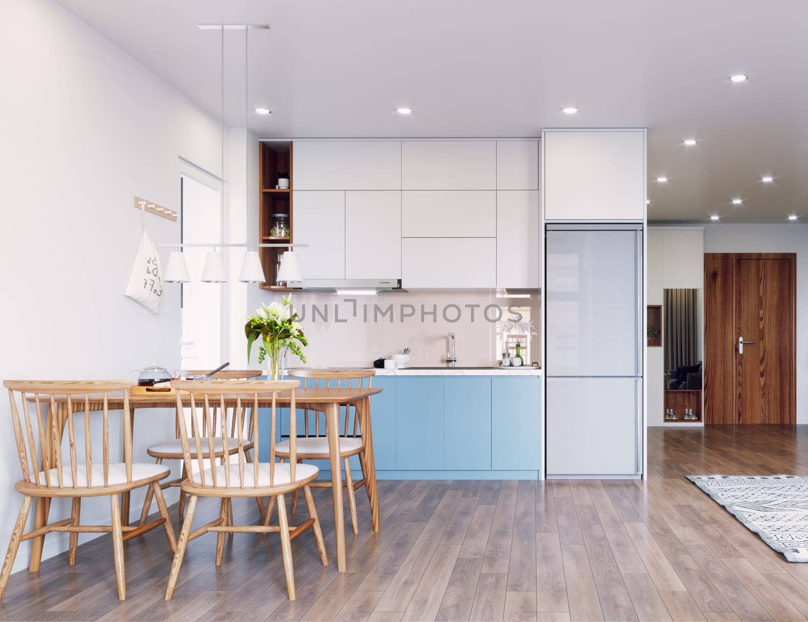 modern living interior design. 3d rendering concept
