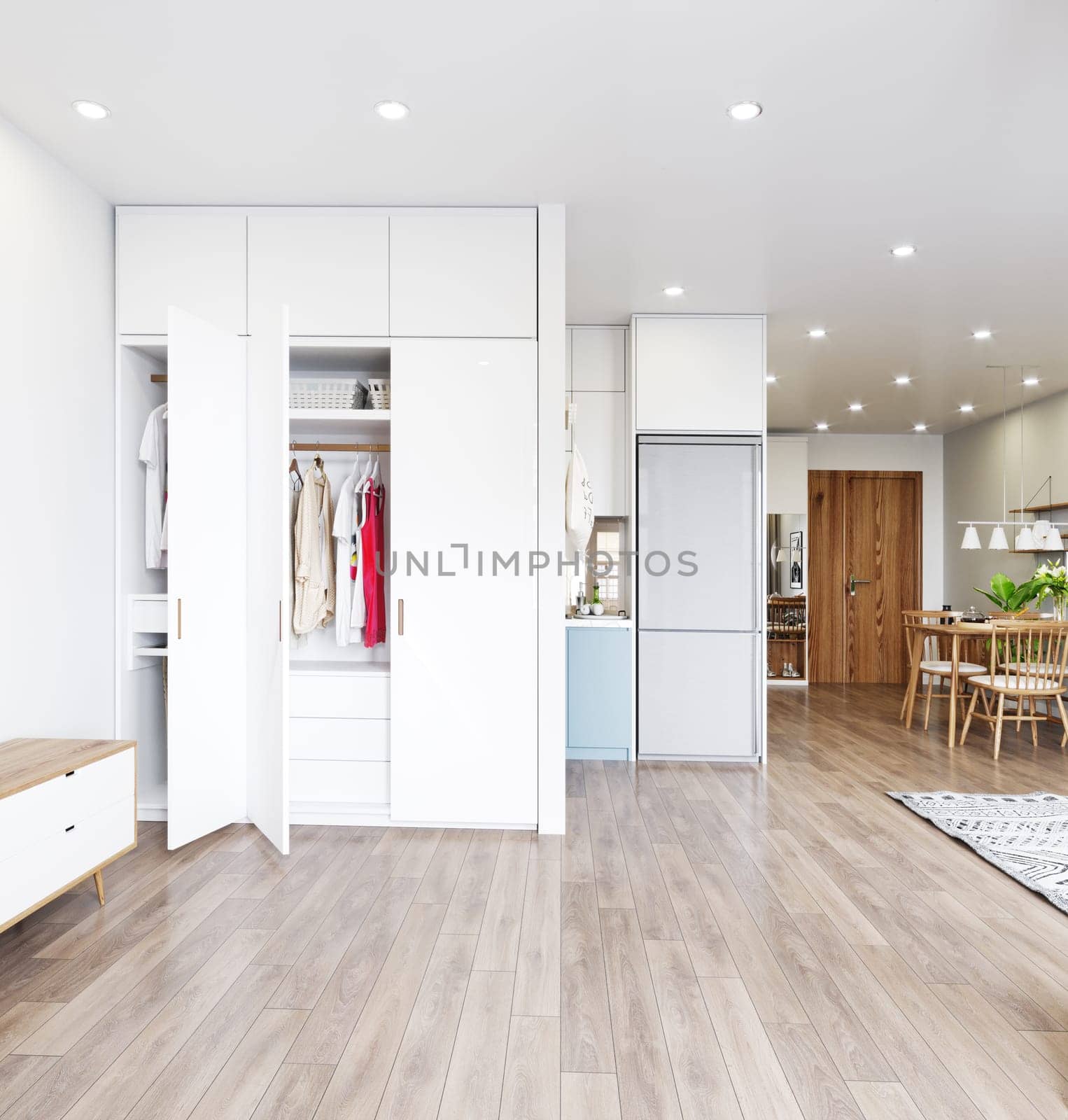 modern living interior design. 3d rendering concept