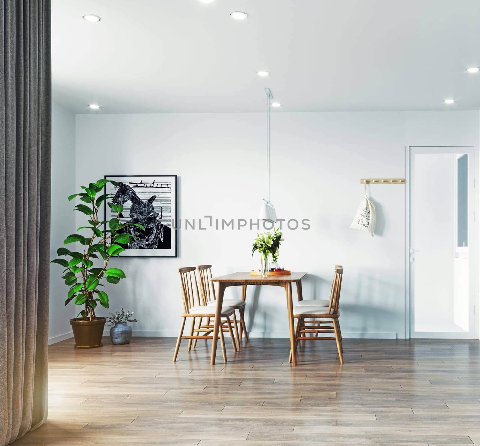 modern living interior design. 3d rendering concept