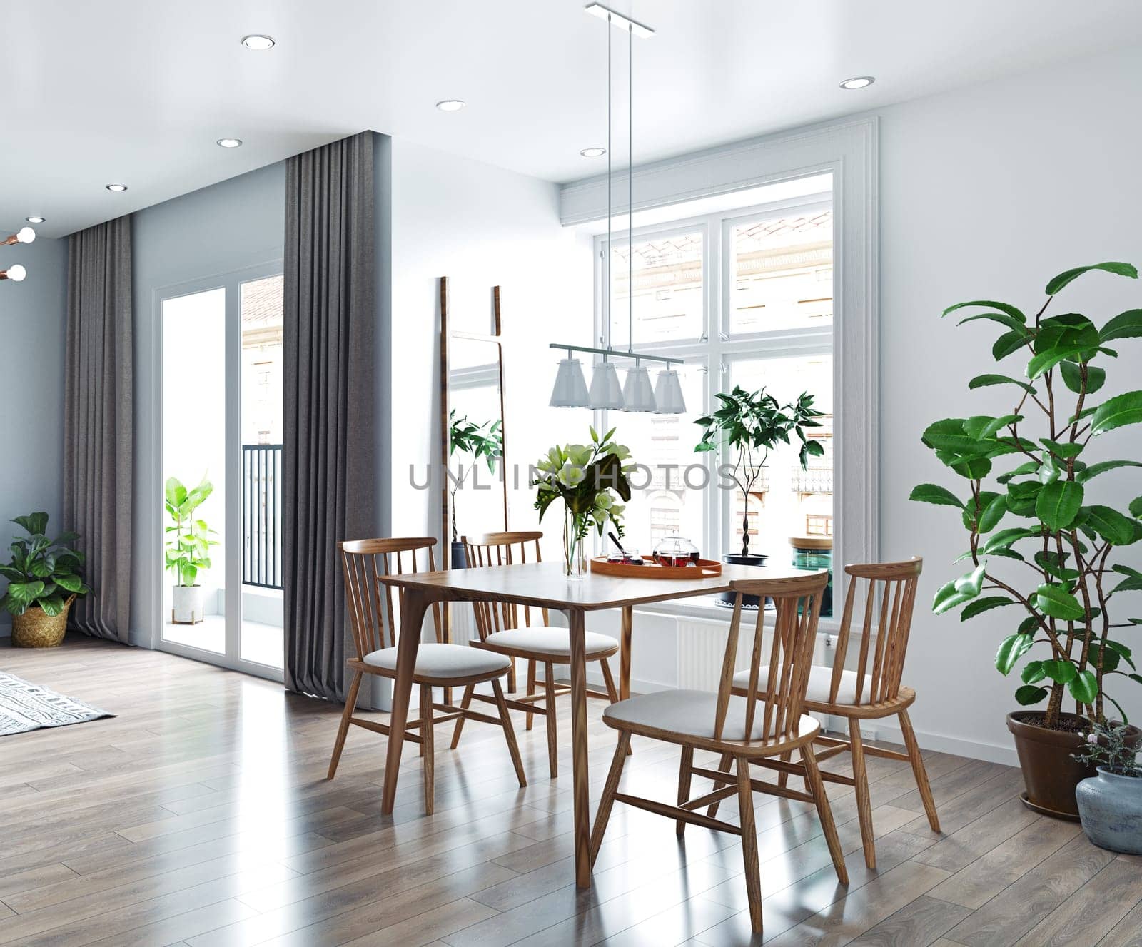 modern living interior design. 3d rendering concept