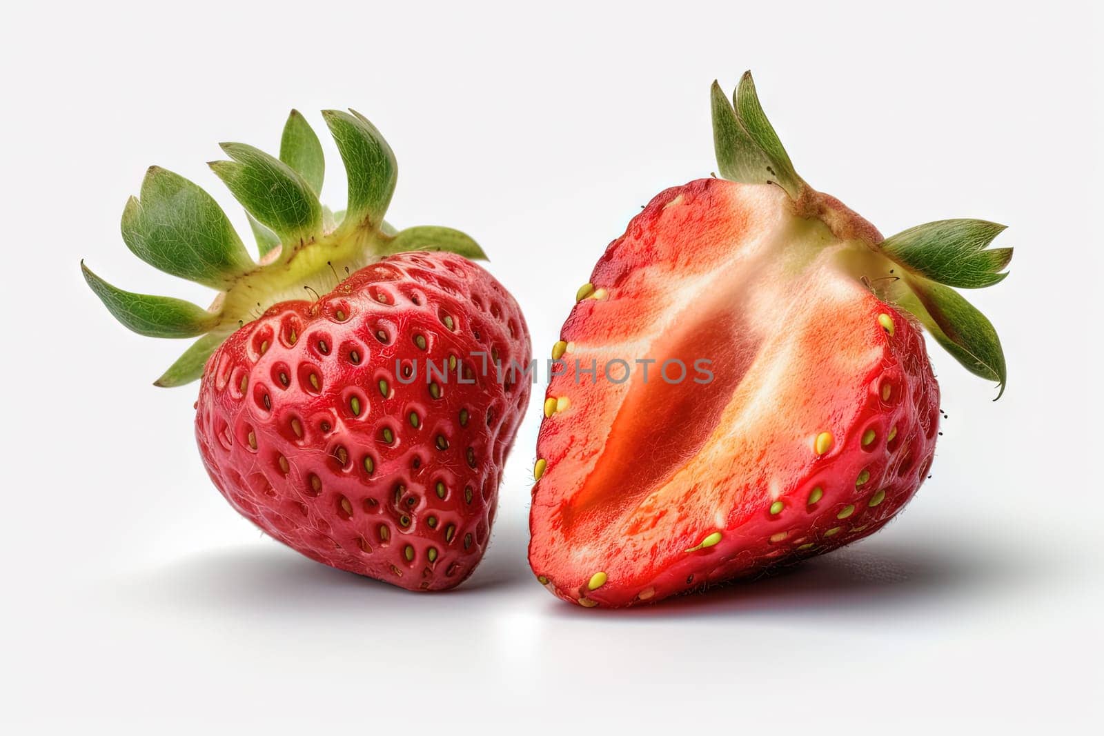 Strawberry on background. Juicy red berry, fresh and sweet. Generated AI