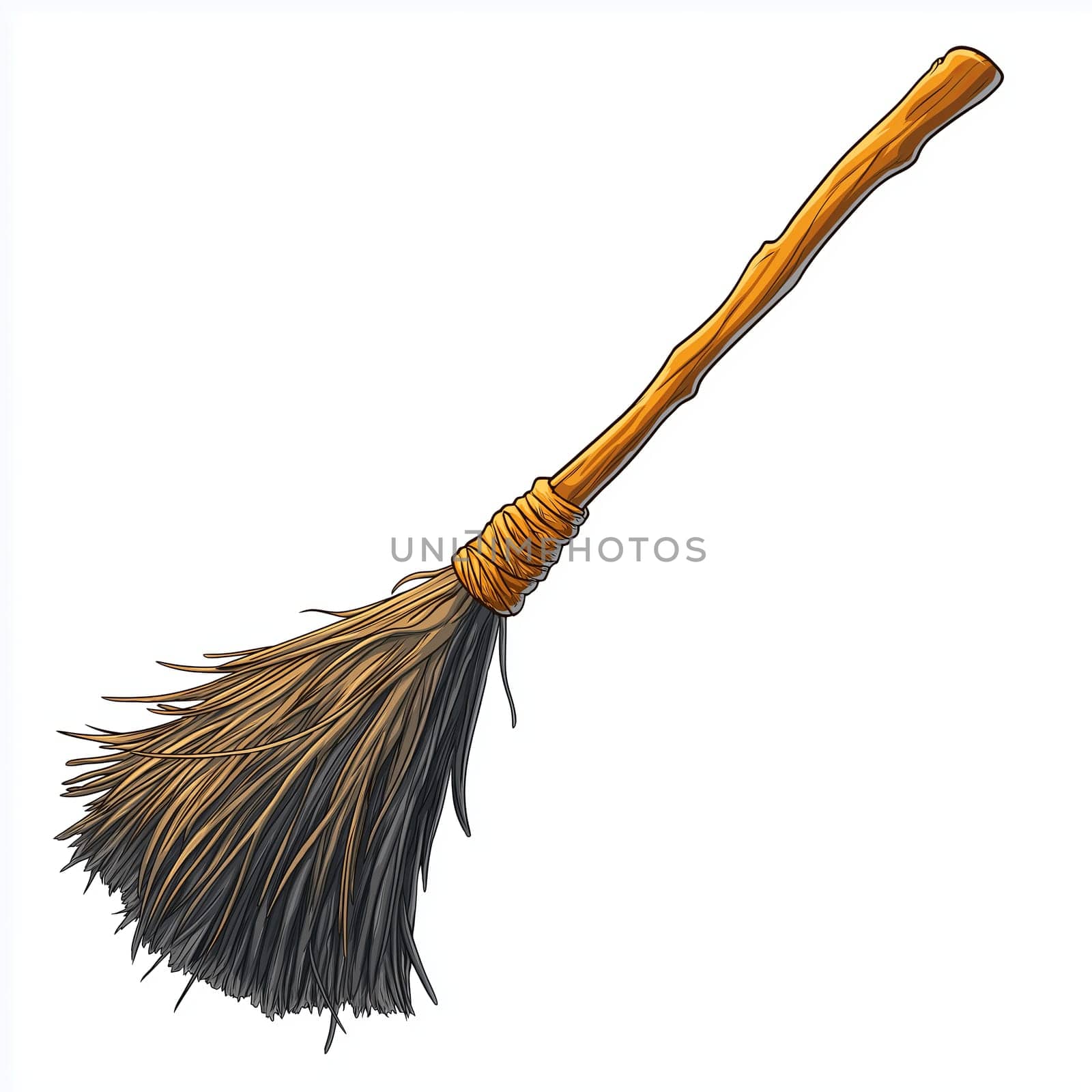 Broom. Realistic illustration of a broomstick for Hallowee