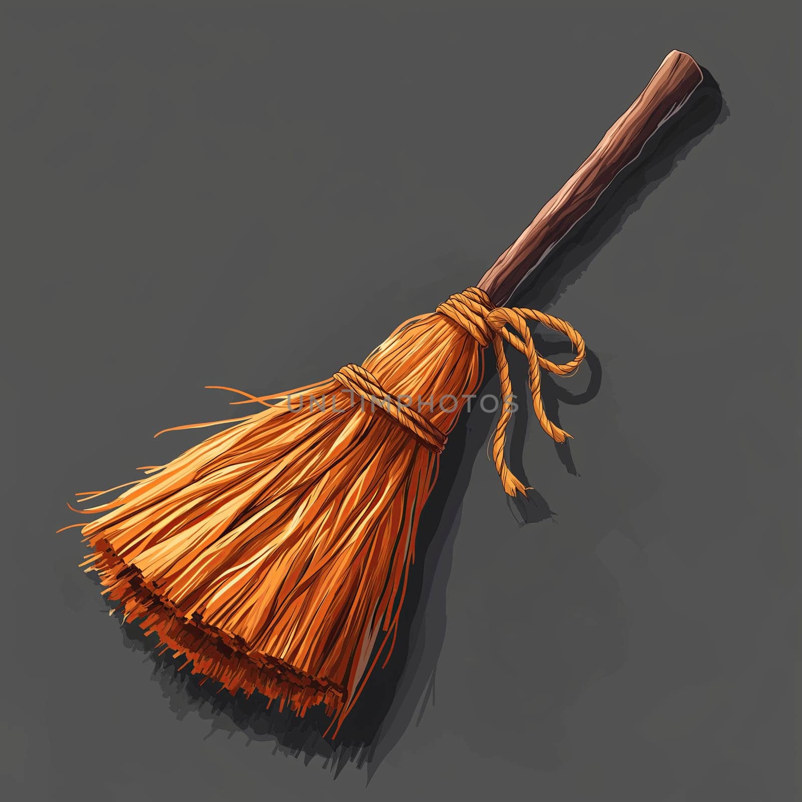 Broom. Realistic illustration of a broomstick for Hallowee