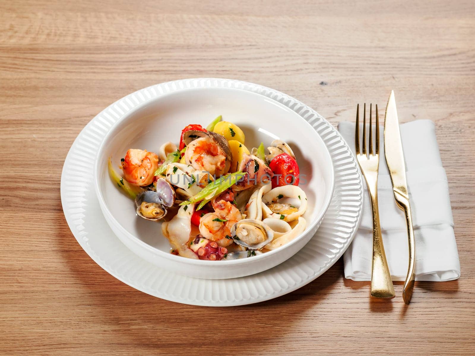 Delicious seafood platter as healthy eating and catering concept. Tasty meal of seafood as prawn, shellfish, mussel close up