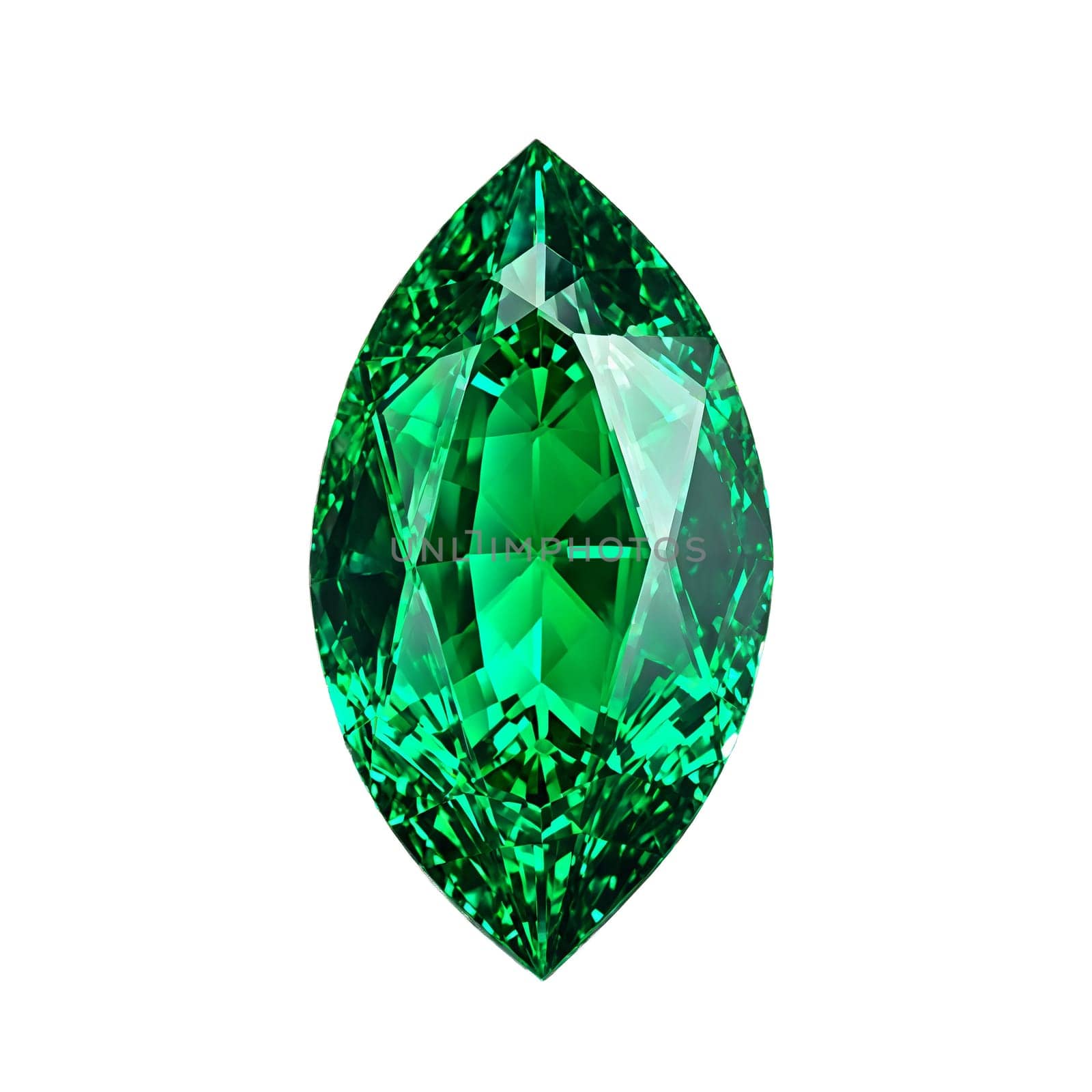 Stone isolated on transparent background. Emerald A vibrant green emerald gemstone with sparkling facets suspended in mid air with dynamic.