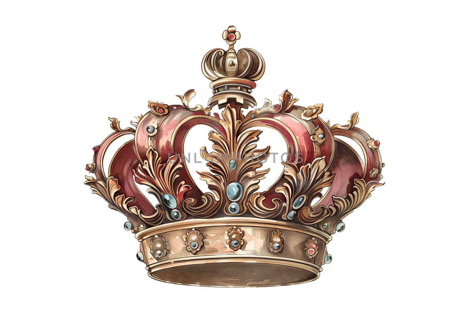 A crown with jewels cut out vintage isolated illustration