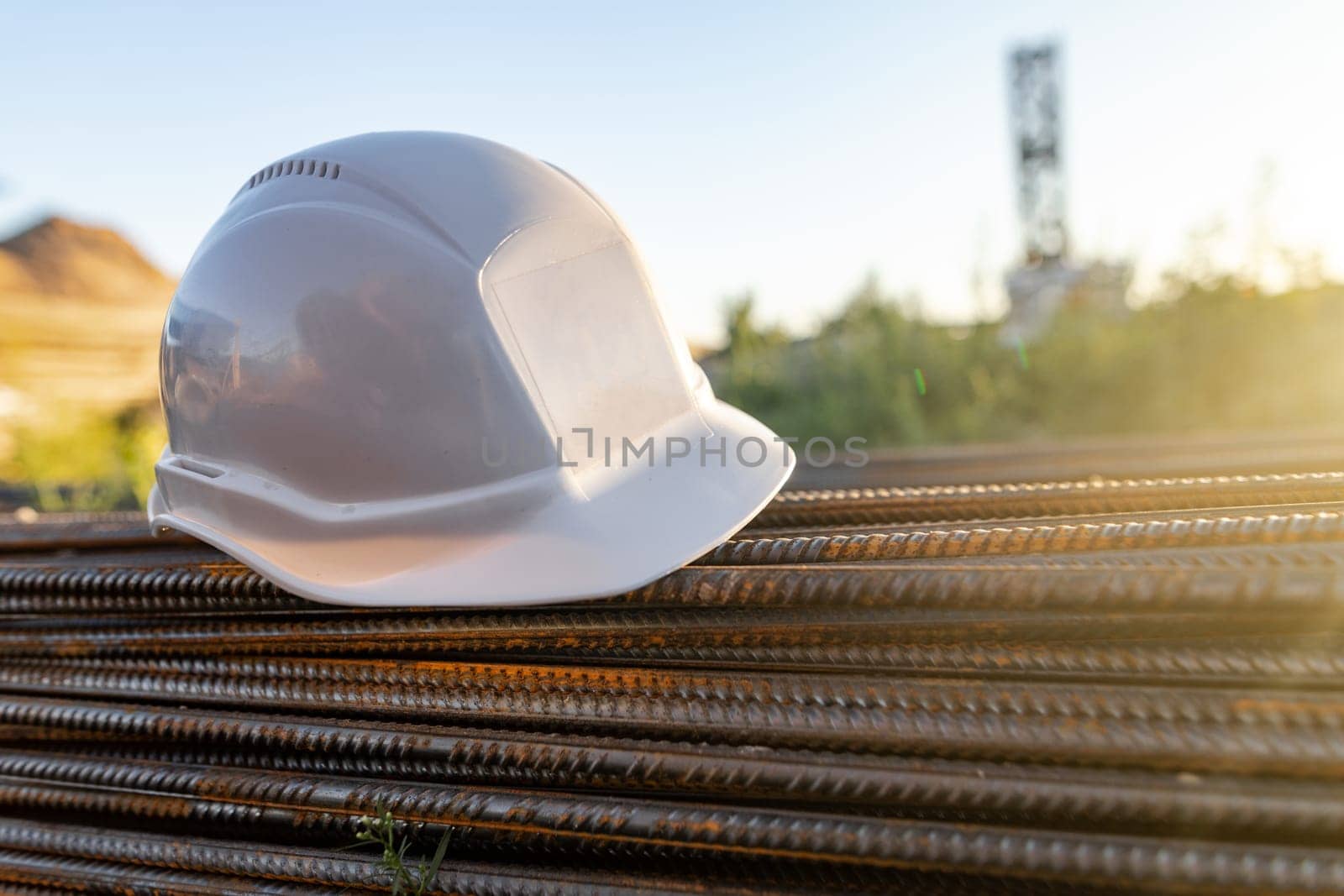 construction safety helmet at the construction site. protection concept at work. start of construction