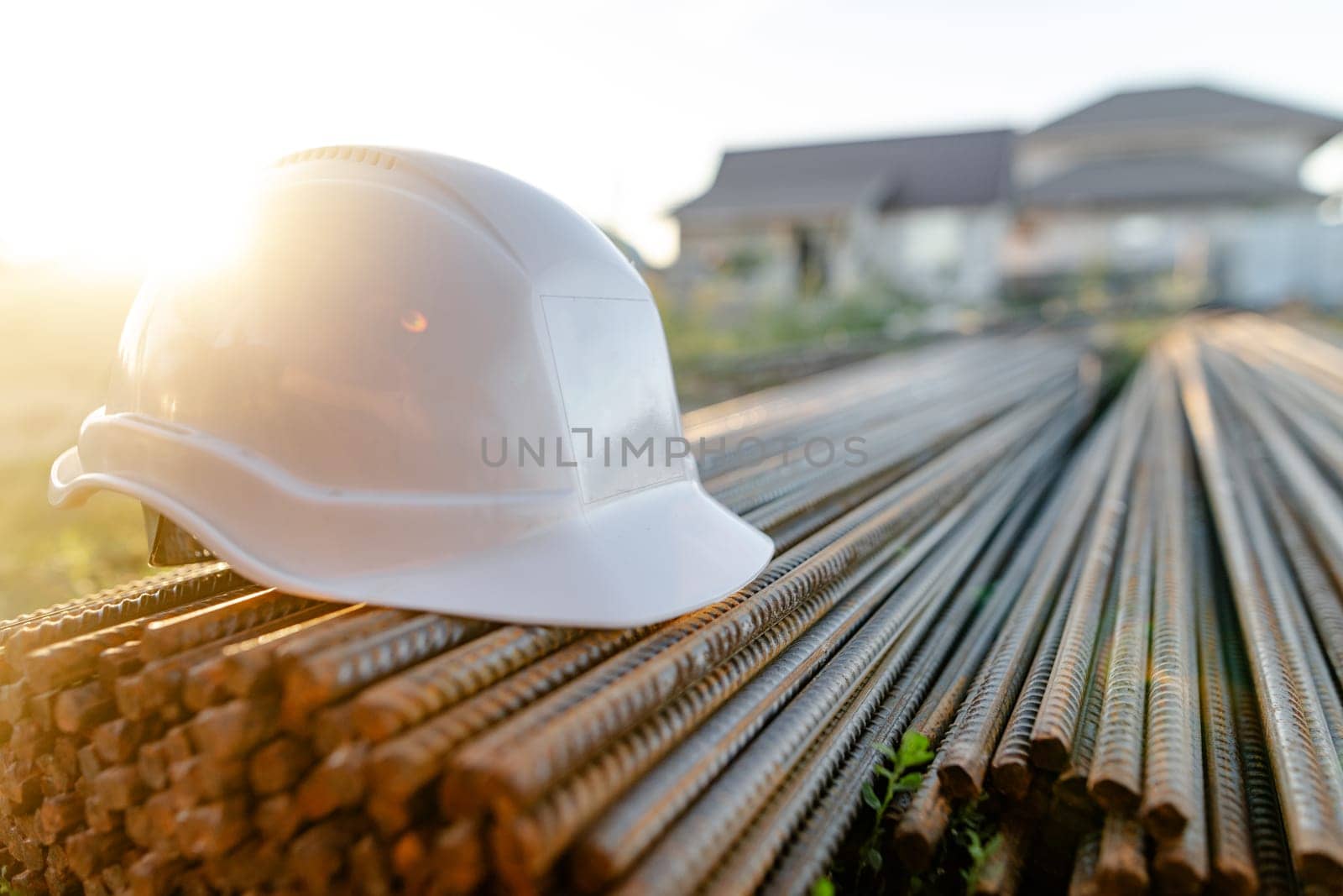 construction safety helmet at the construction site. protection concept at work. start of construction