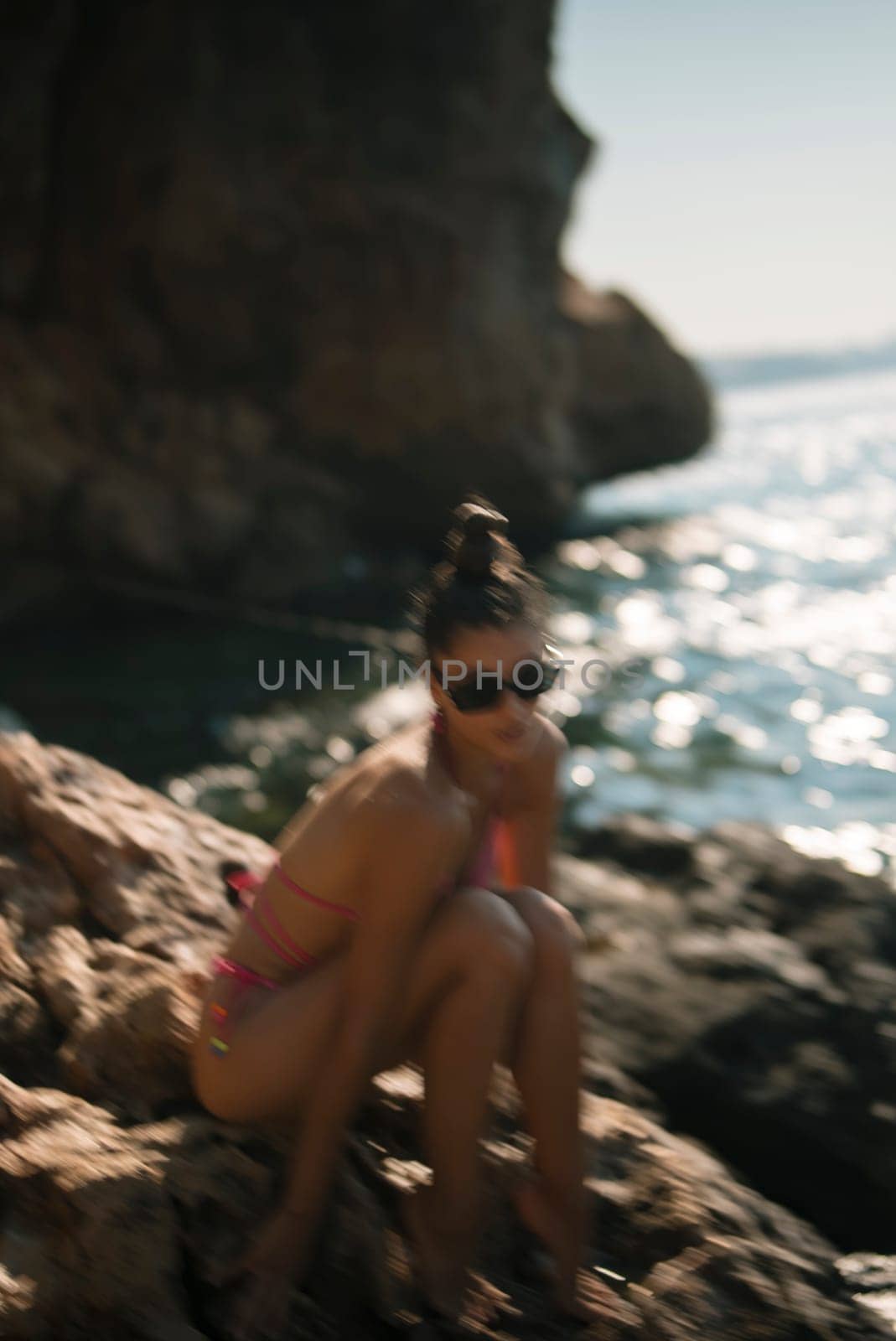 A beautiful, serene beach scene perfectly capturing the carefree summer vibes and deep relaxation by the water