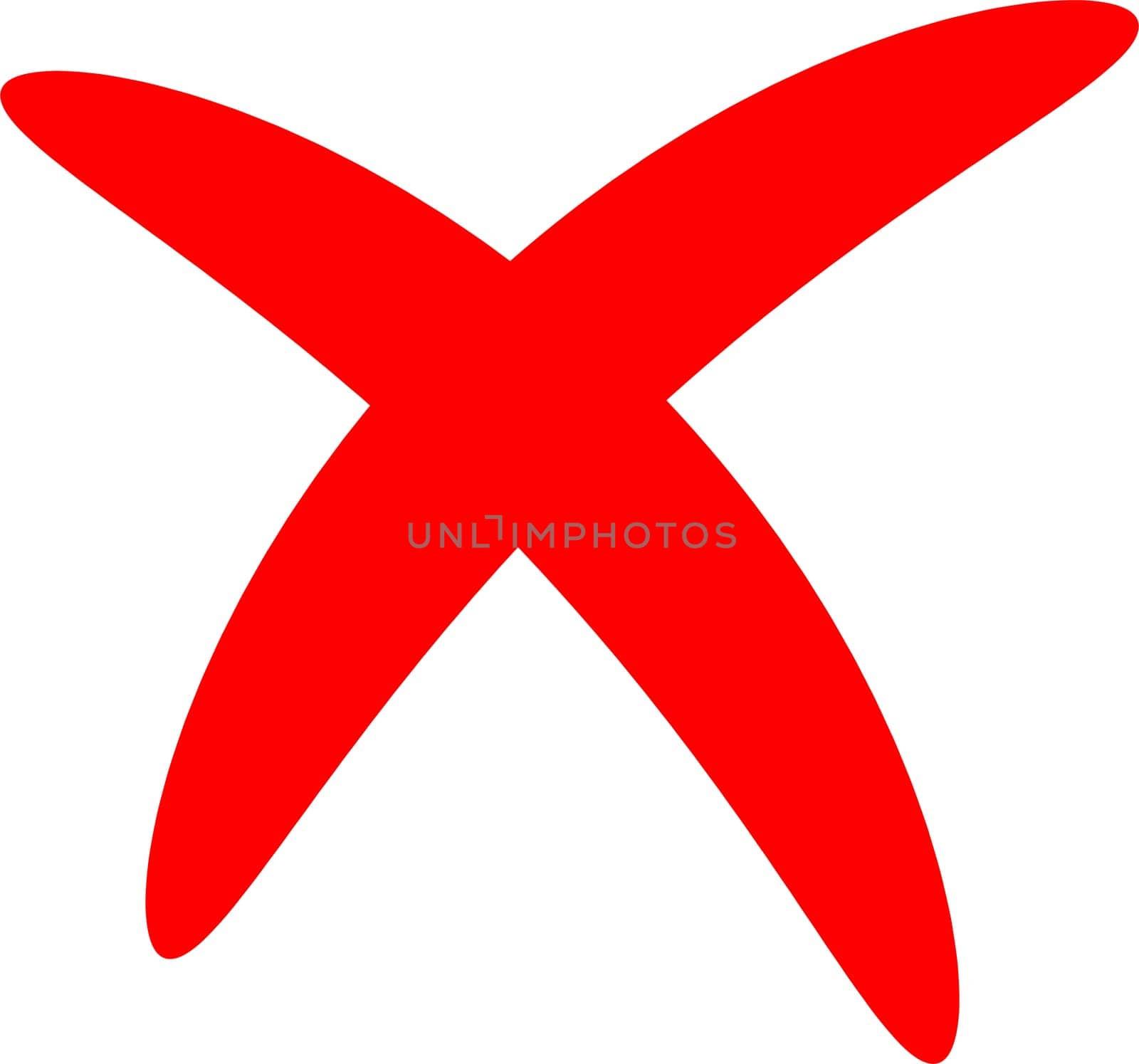 Red cross sign reject, cross hand drawn calligraphic brush by koksikoks