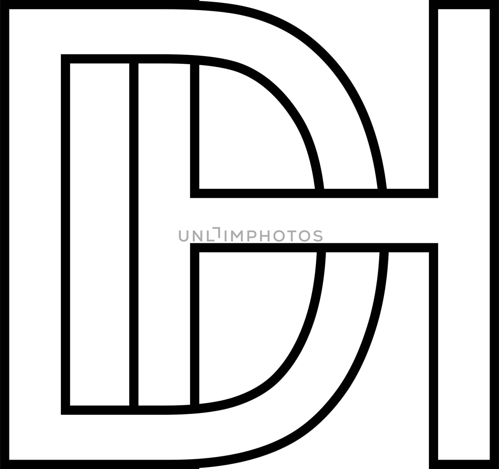 Logo sign dh hd icon, sign interlaced letters d h