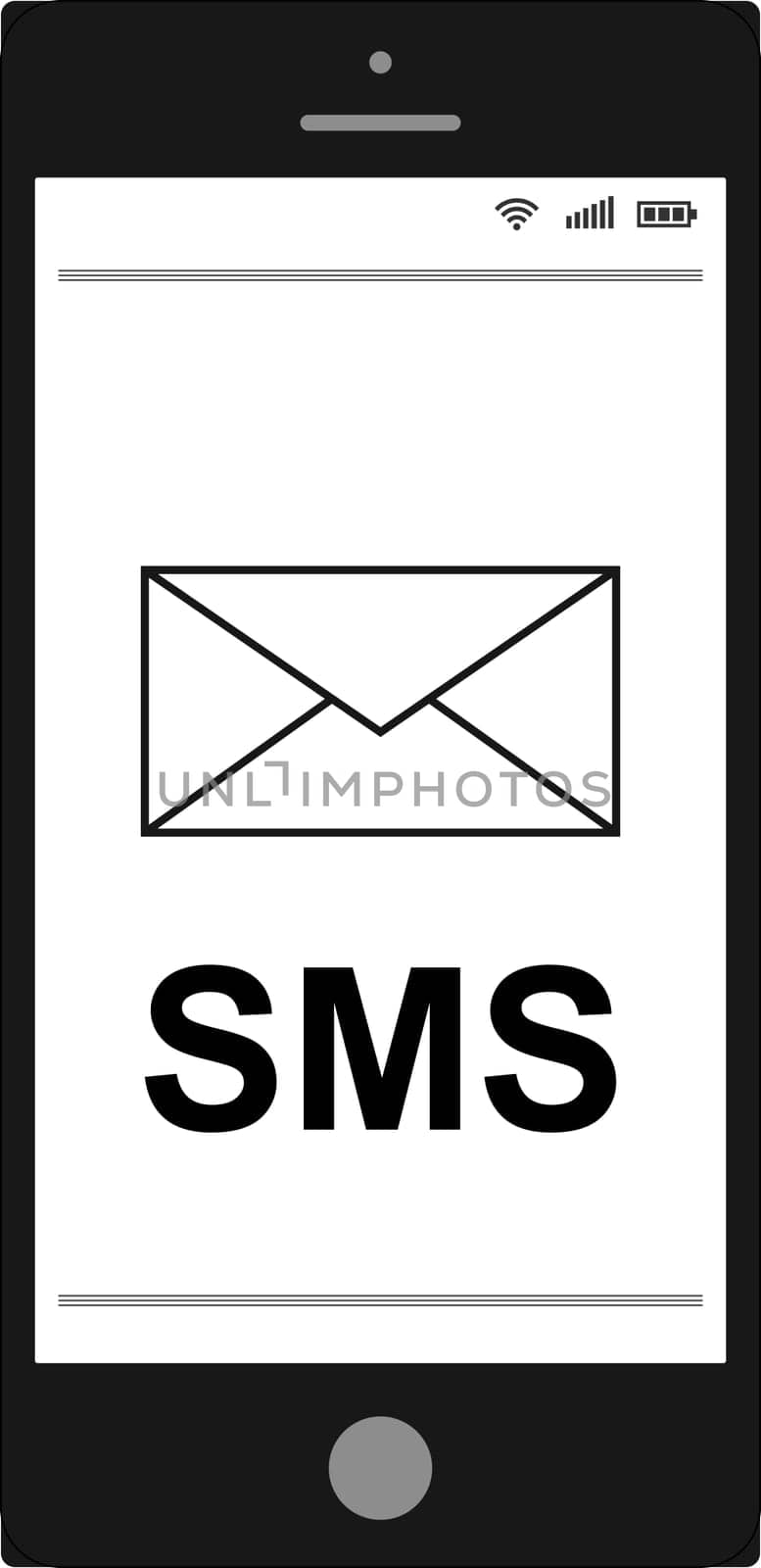 Short Message Service SMS mobile phone, flat icon apps websites