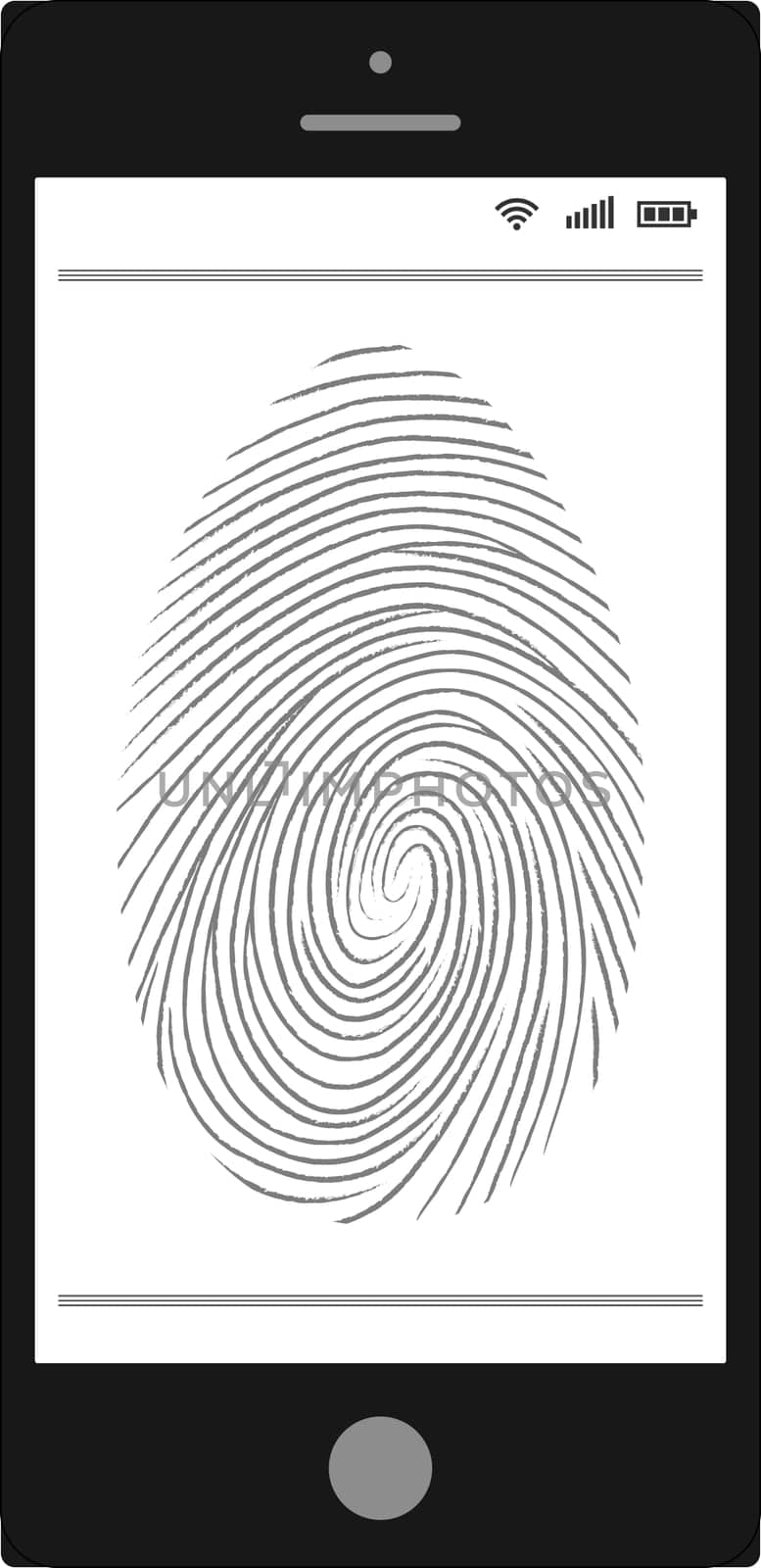 Scanning fingerprint mobile phone,  Smartphone capable identification fingerprint, vector technology