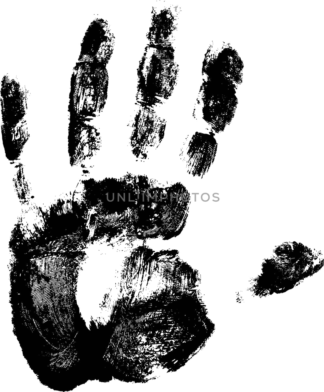 Handprint human hand, scanning fingers palms, vector by koksikoks