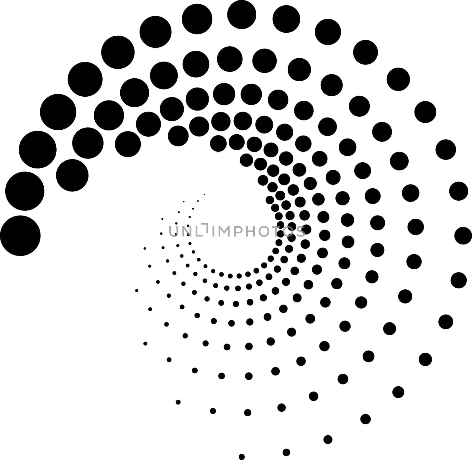 Decreasing point circle, shape spiral snail logo, spiral drops circle by koksikoks