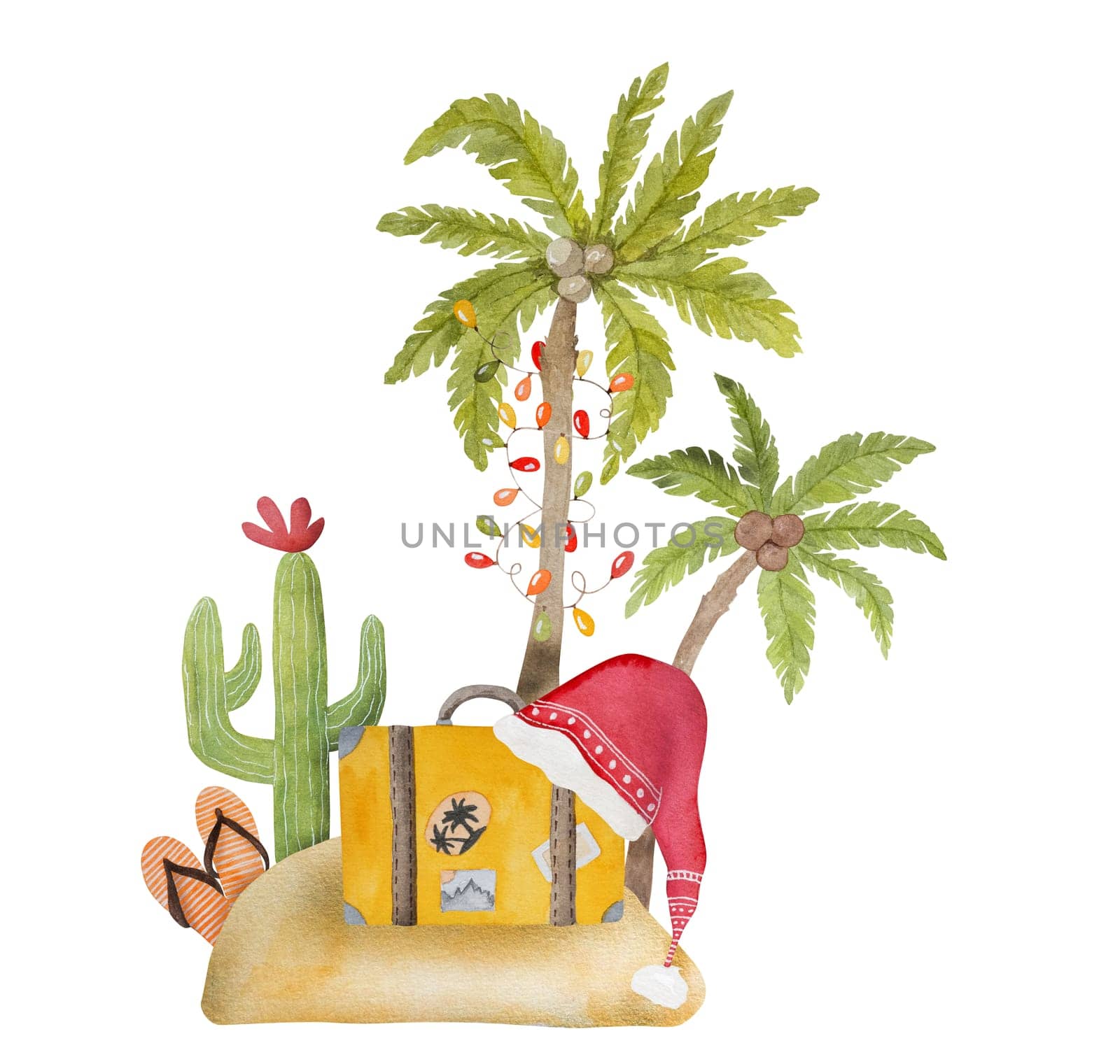 Caribbean merry Christmas watercolor painting by tan4ikk1