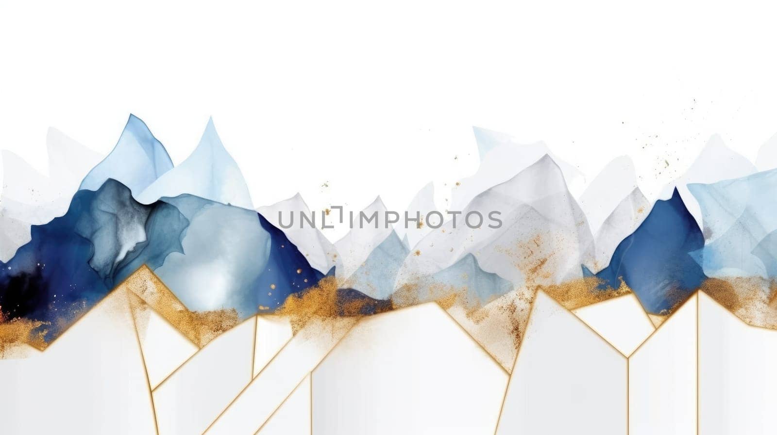 Abstract watercolor artwork mixed with buzzy geometric shapes for background of social media banner generative AI image