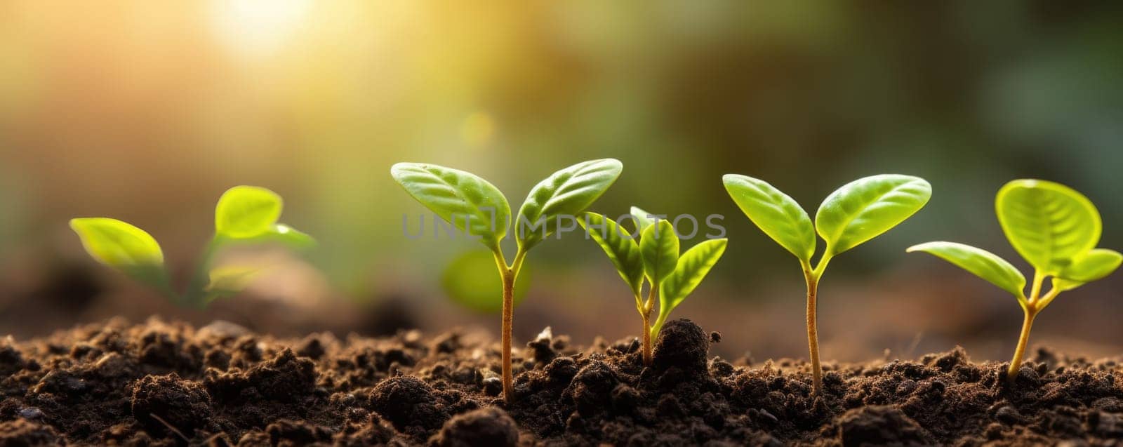 Sprout plantation concept, Coffee Bean seedlings on fertile soil nature background. Generative AI image weber.