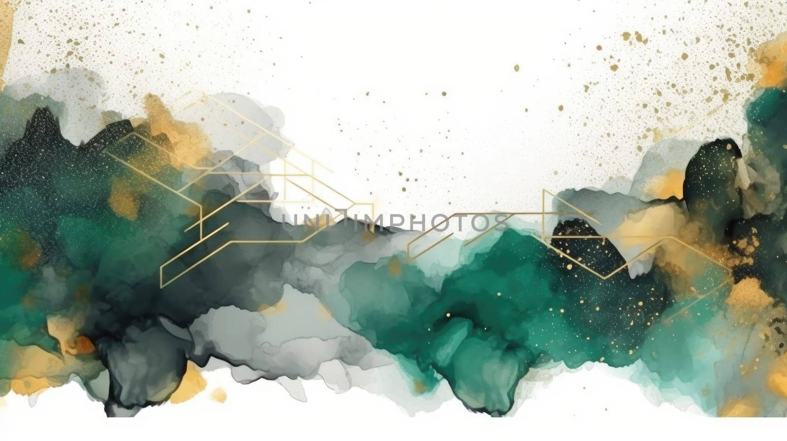 Abstract watercolor artwork mixed with buzzy geometric shapes by biancoblue