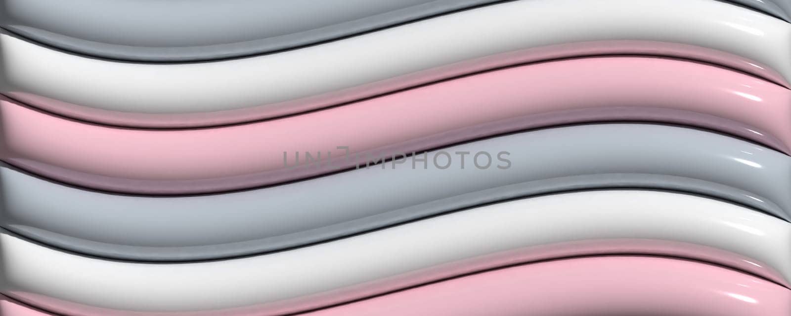 Soft inflate shiny lines, 3D rendering illustration