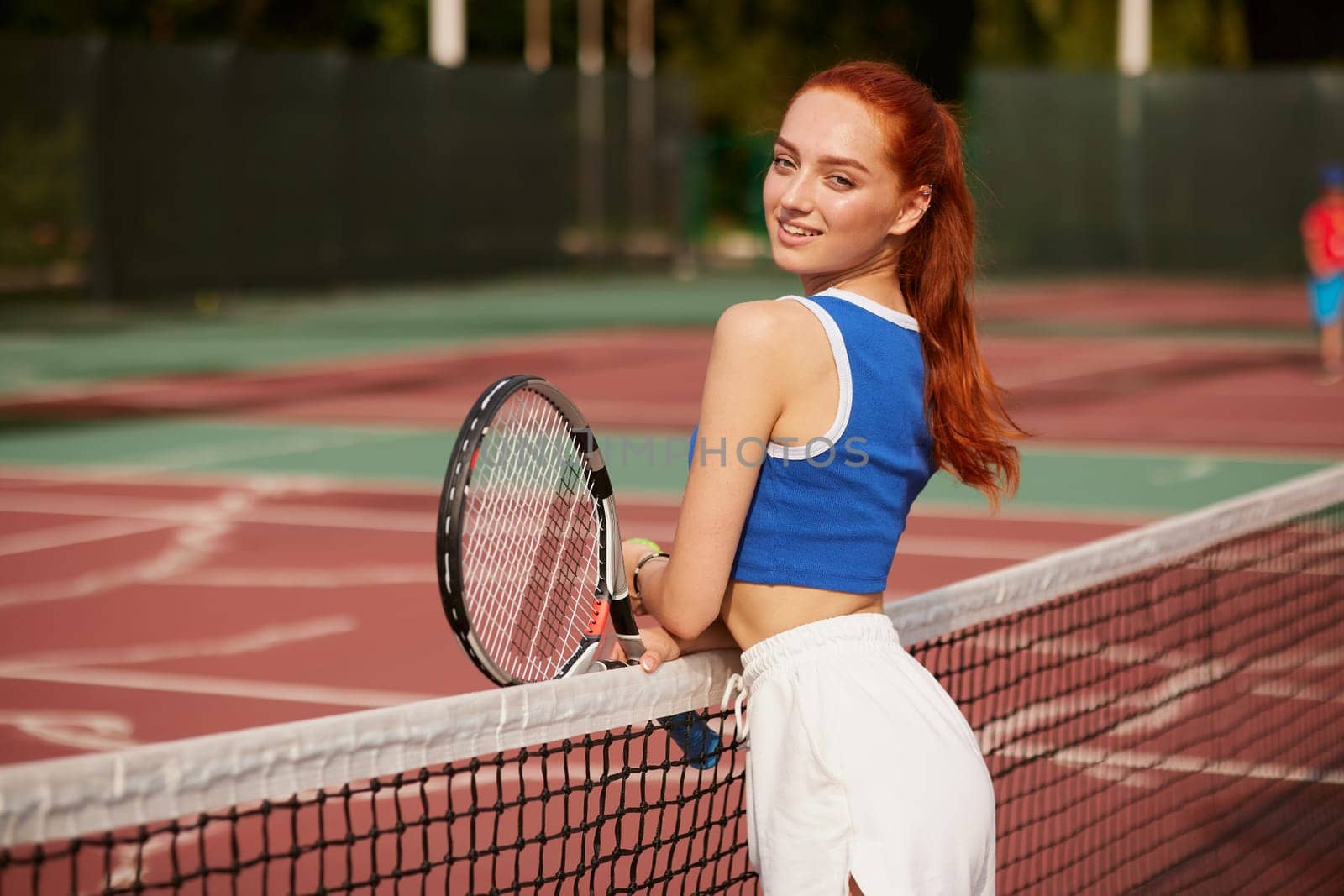 young woman playing tennis on the tennis court, olympic sport, outdoor activity concept