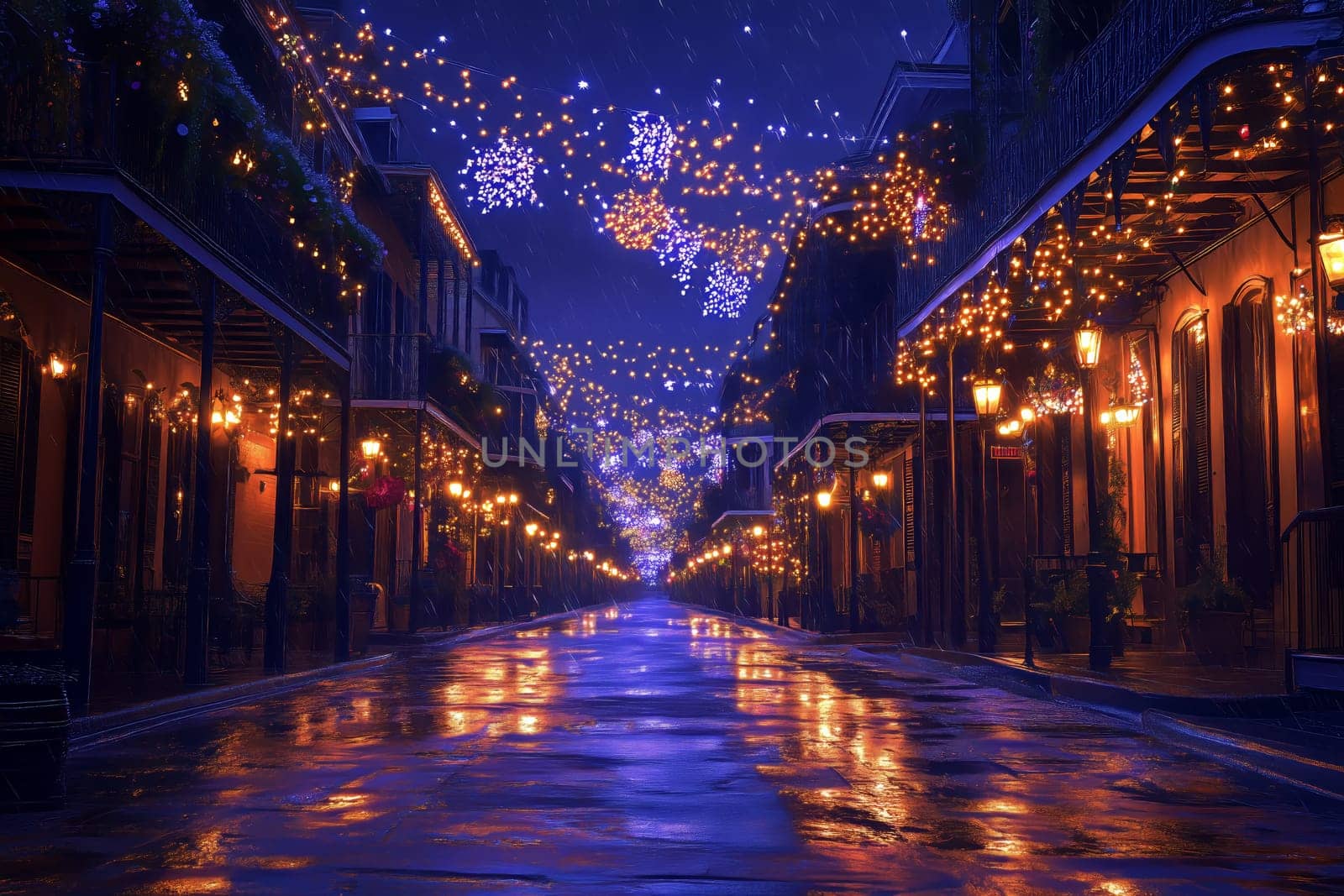 As evening descends, the narrow streets come alive with vibrant lights, casting reflections on the rain-soaked pavement. This enchanting atmosphere invites wanderers to explore.