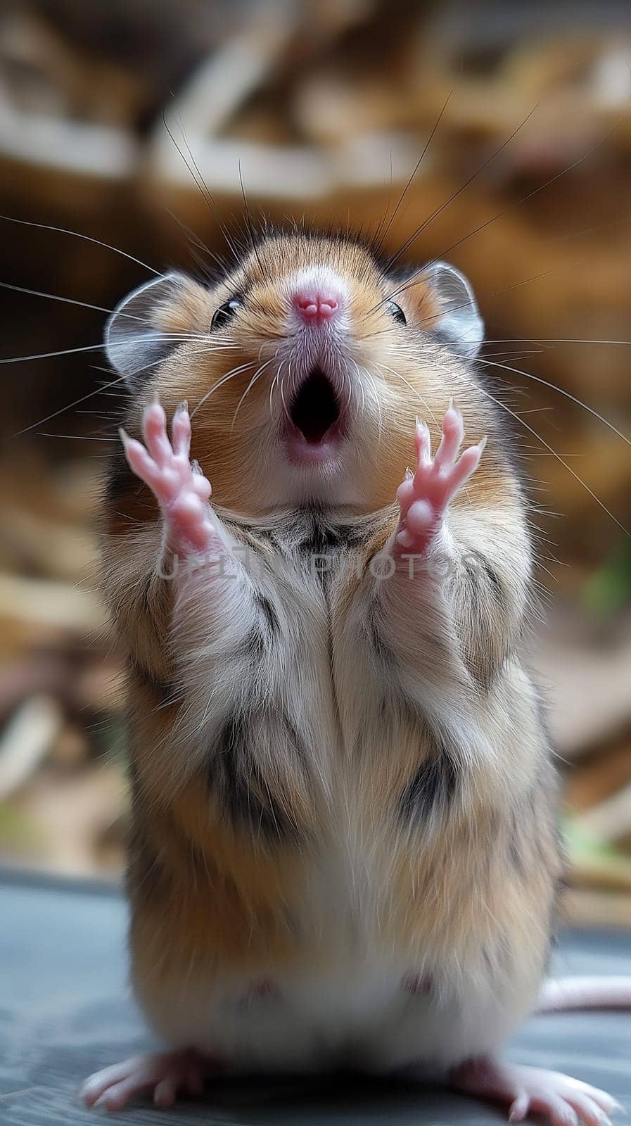 Adorable cute hamster with fur and whiskers, tiny playful fluffy animal pet closeup expression