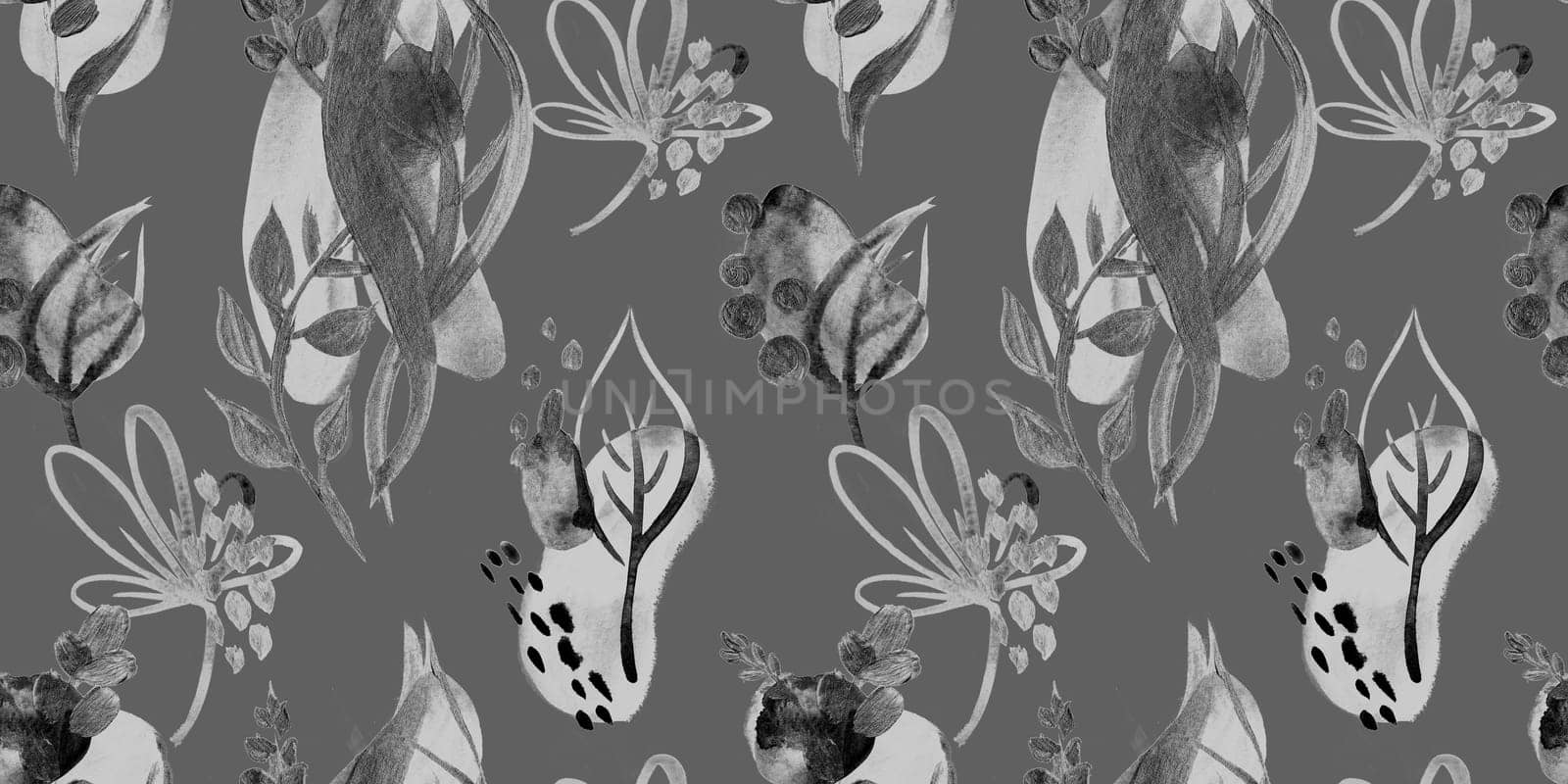 Seamless abstract pattern with gouache painted geometric shapes ovals and dots for textile design and autumn prints