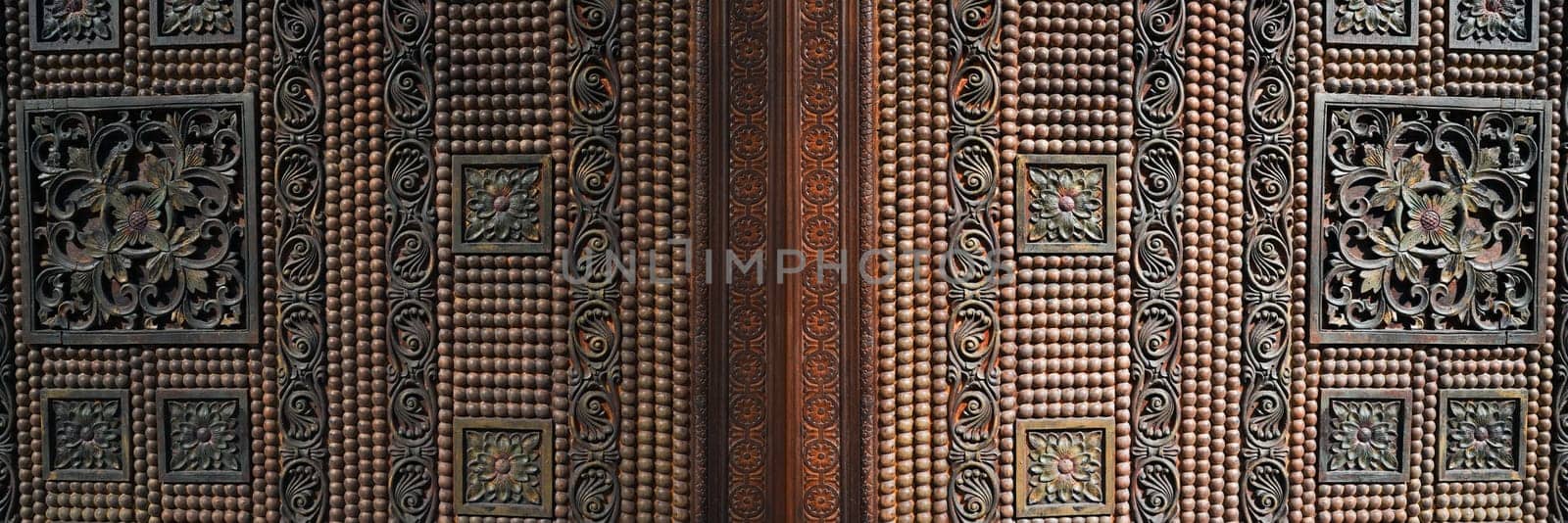 Beautiful wood carving, handmade door in muslim oriental style. Exploring arabic countries.
