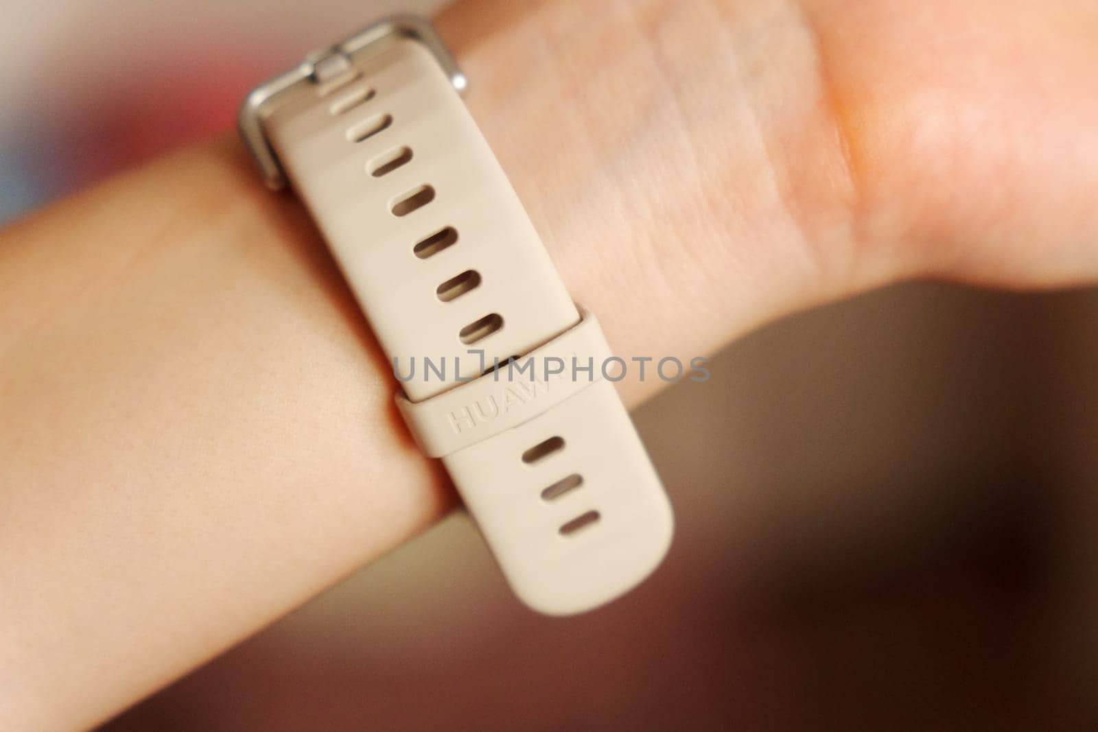 Tyumen, Russia-June 20, 2024: Huawei Watch Fit 3 With AMOLED Screen and Ultra-thin Case