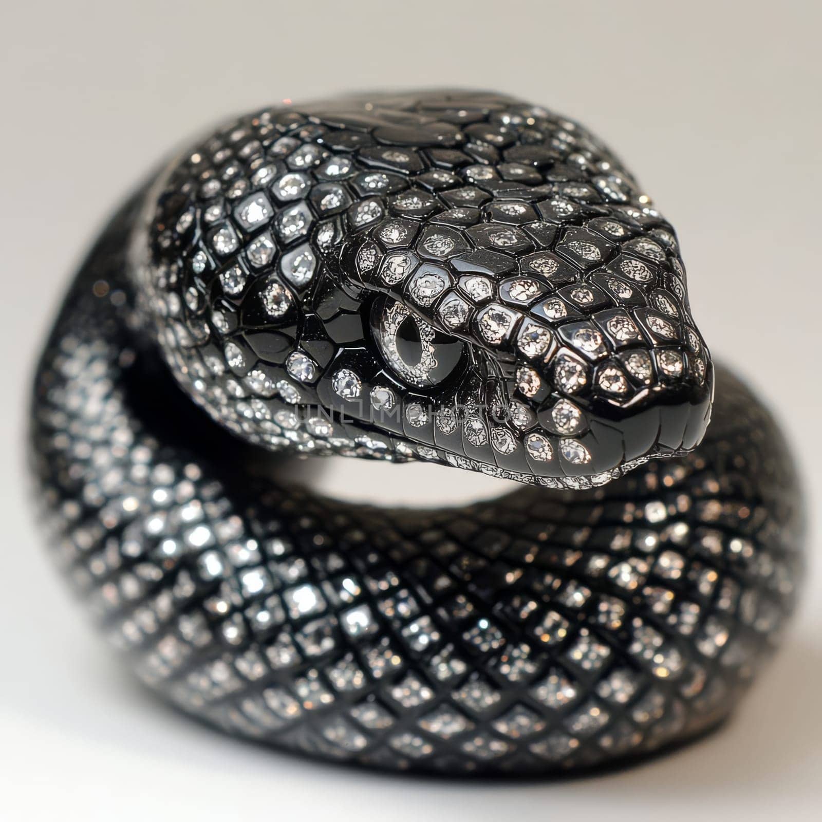 Black Snake head with rhinestones and diamonds