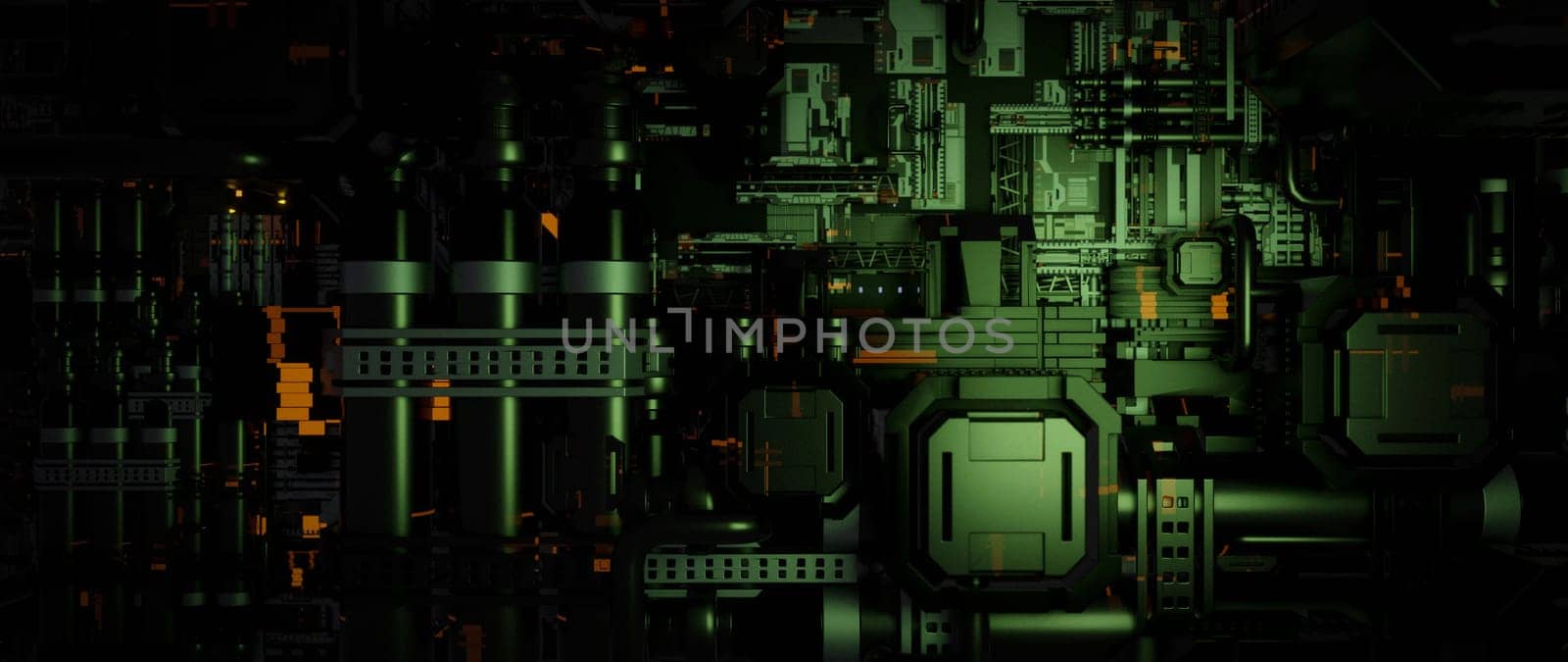 Abstract Futuristic Green Mechanical Background
