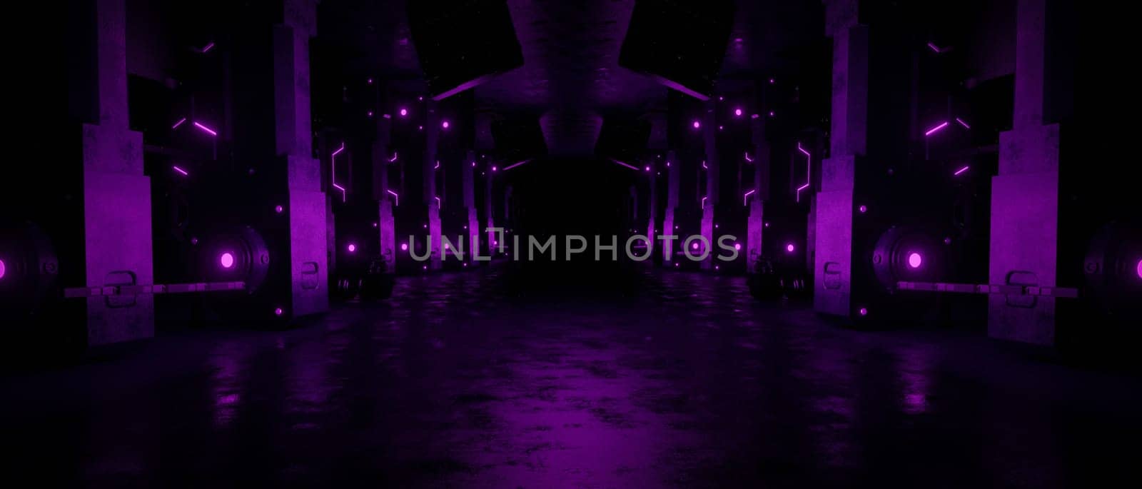 Neon Purple Futuristic Corridor Background