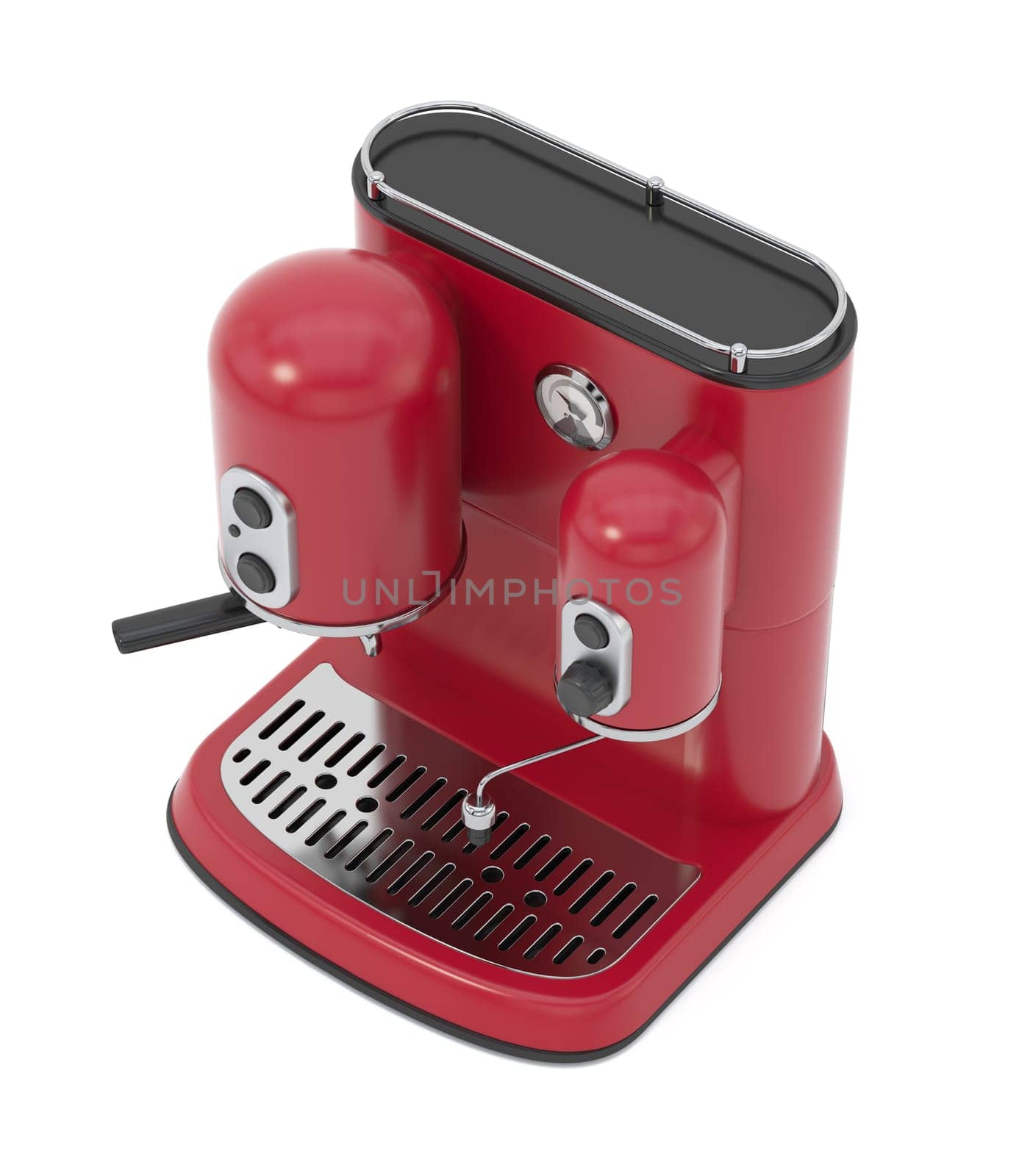 Retro style espresso machine isolated on white background. 3D illustration.
