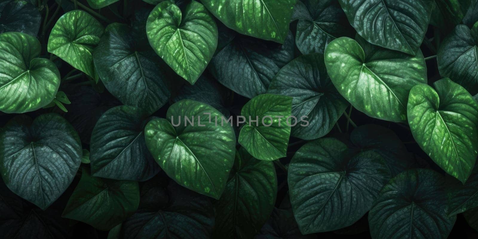 Dark green betel leaves dramatic photo effect background, realism, realistic, hyper realistic. Generative AI image weber.