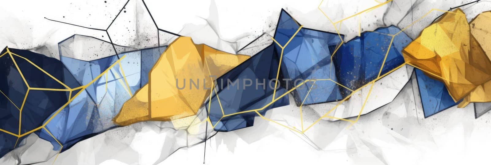 Abstract watercolor artwork mixed with buzzy geometric shapes for background of social media banner generative AI image