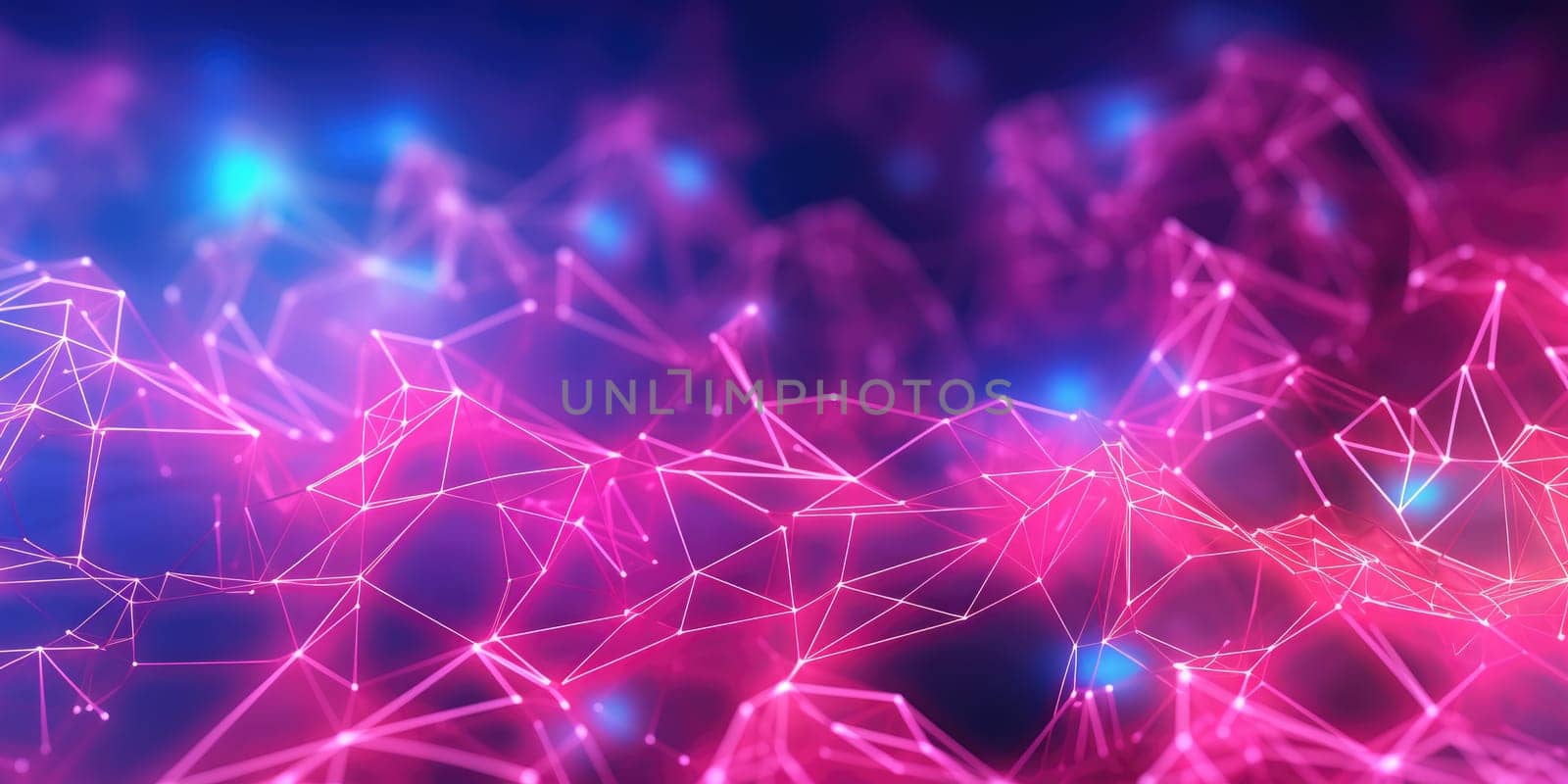 3D network connections with plexus design pink and blue neon color background wallpaper. Generative AI weber. by biancoblue