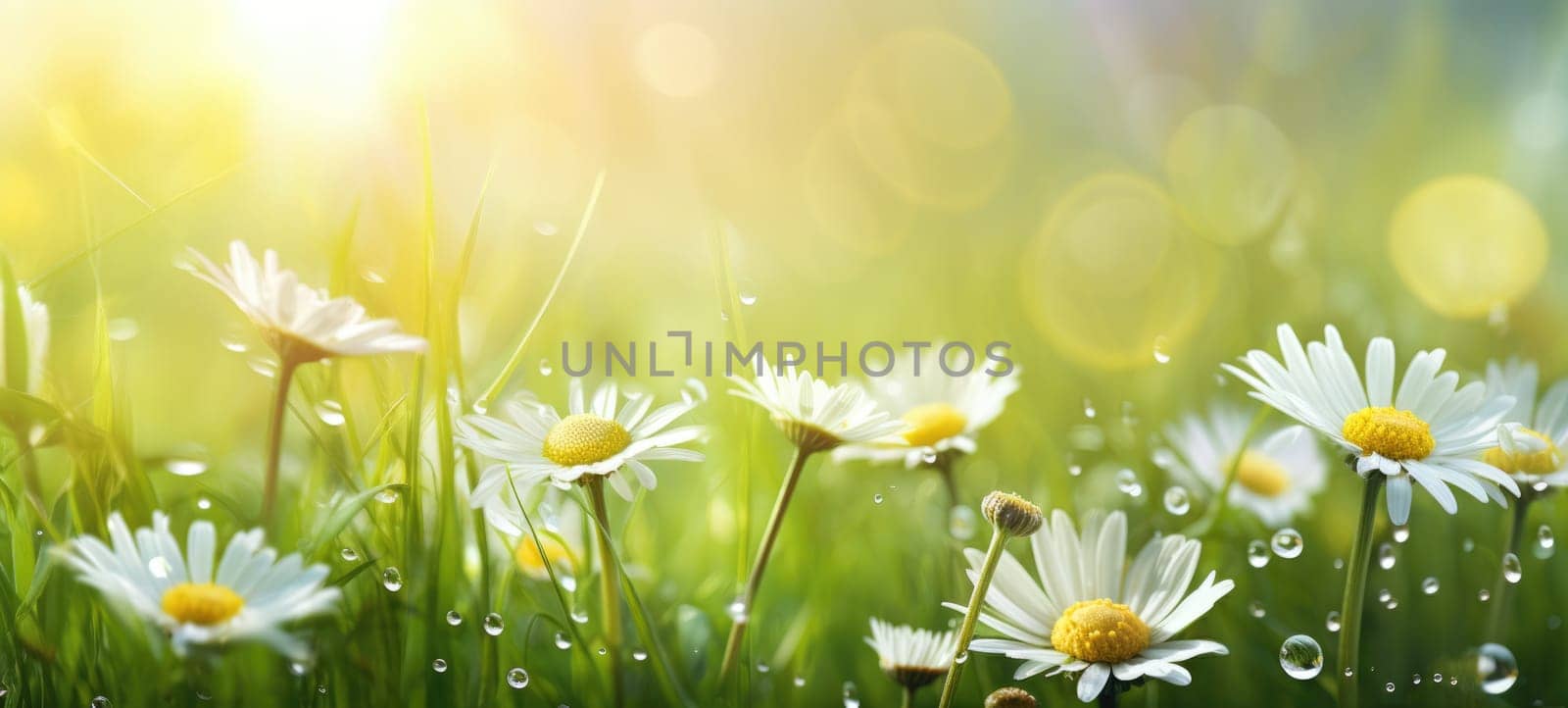 grass sunlight spring summer with dew, ai by rachellaiyl