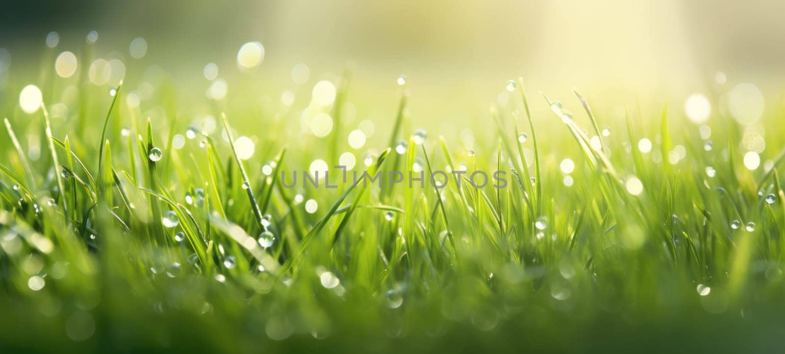 grass sunlight spring summer with dew, ai by rachellaiyl