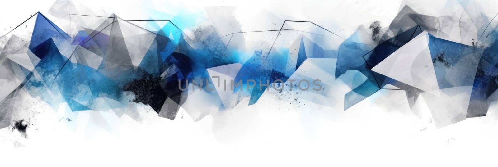 Abstract watercolor artwork mixed with buzzy geometric shapes for background of social media banner generative AI image