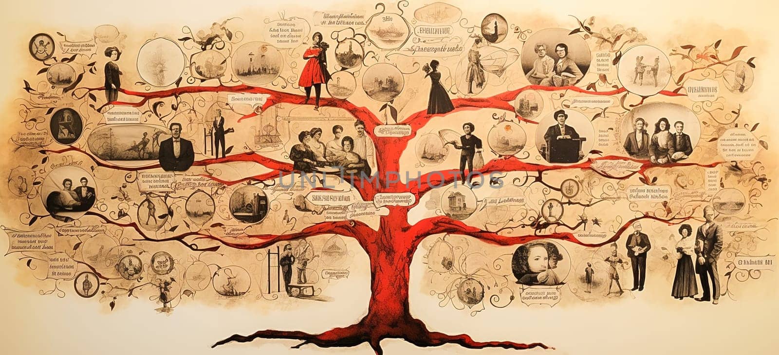 Family tree illustration, template for a mug. by Yurich32